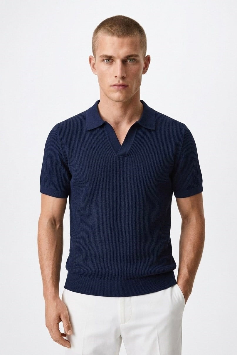 Polo Yaka Regular Fit Triko Lacivert
