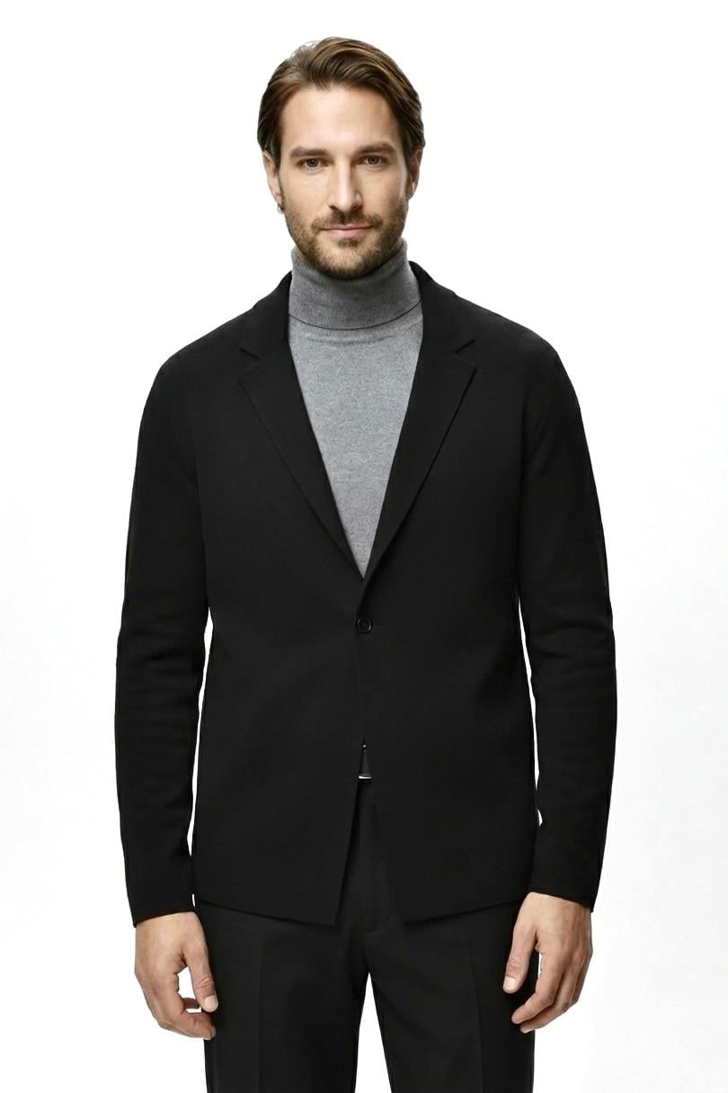 Rayon Triko Ceket - Siyah