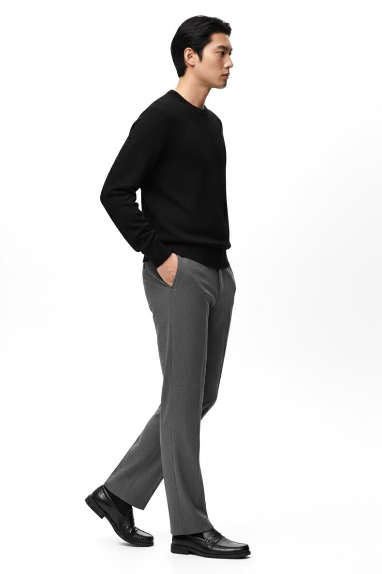 Regular Fit Bisiklet Yaka Triko Kazak - Siyah