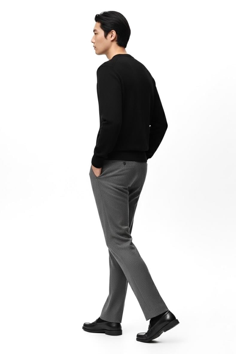 Regular Fit Bisiklet Yaka Triko Kazak - Siyah