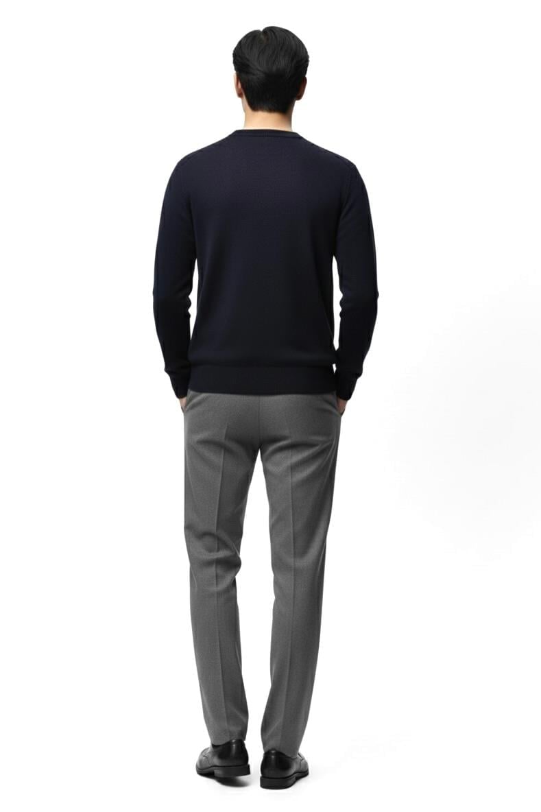Regular Fit Bisiklet Yaka Triko Kazak - Lacivert