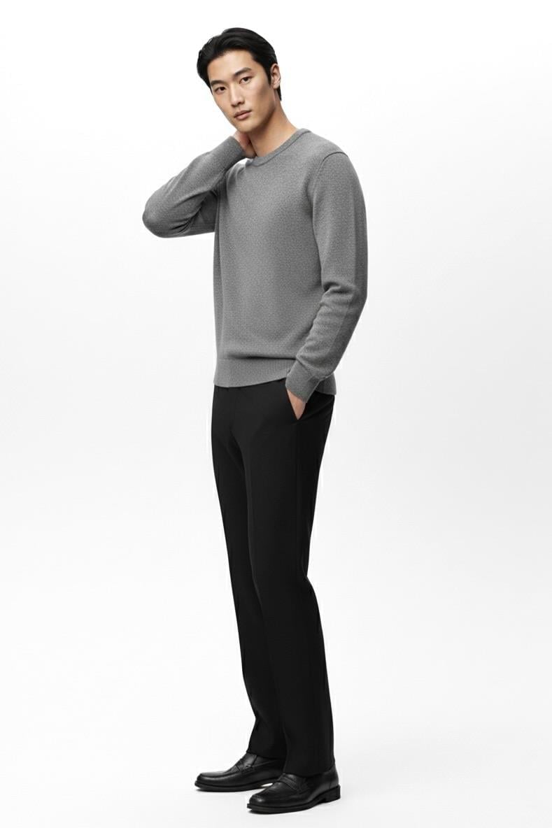 Regular Fit Bisiklet Yaka Triko Kazak - Gri