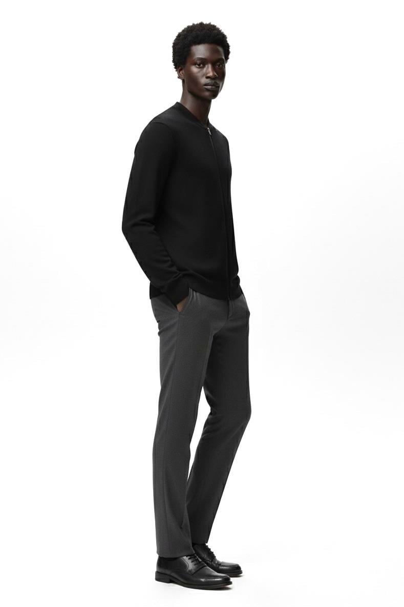 Slim Fit Rayon Triko Ceket - Siyah
