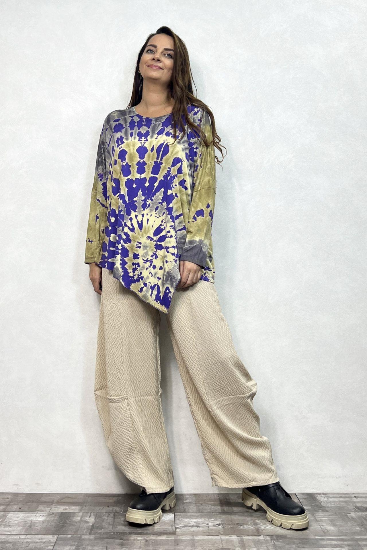 Asimetrik Bluz - Mor Batik