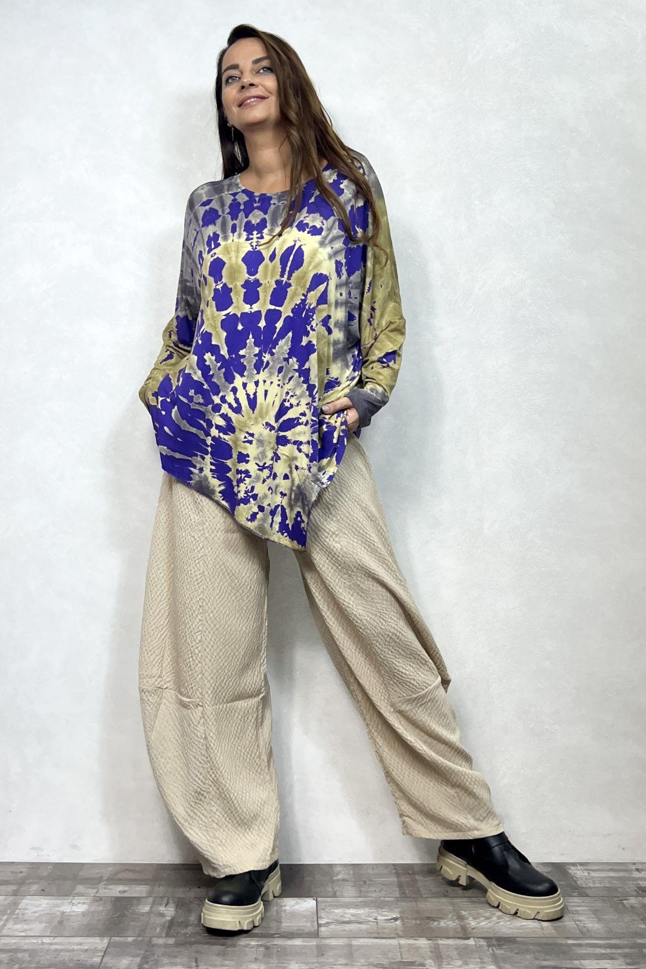 Asimetrik Bluz - Mor Batik