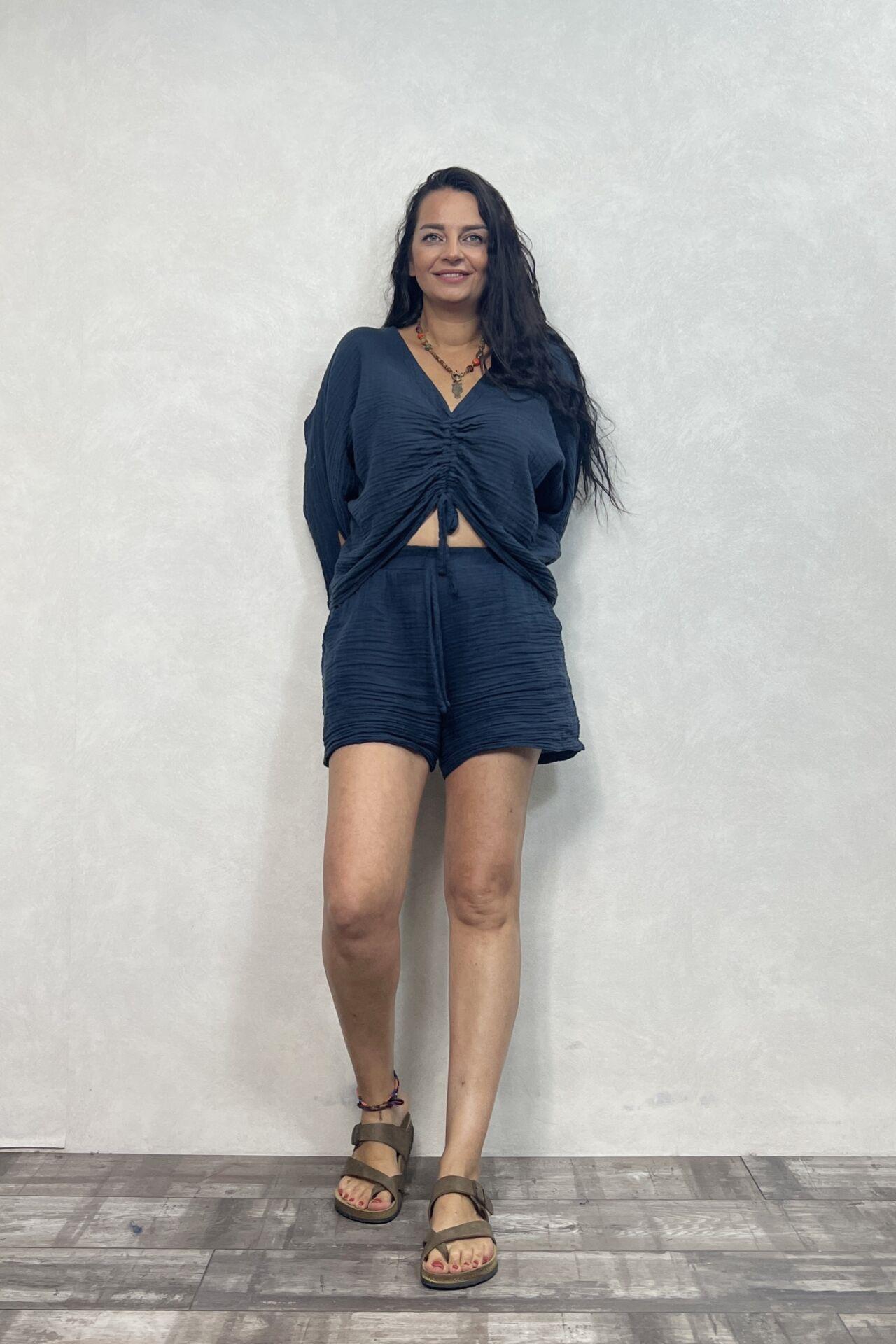 Basic Müslin Şort Midnight Navy - Lacivert
