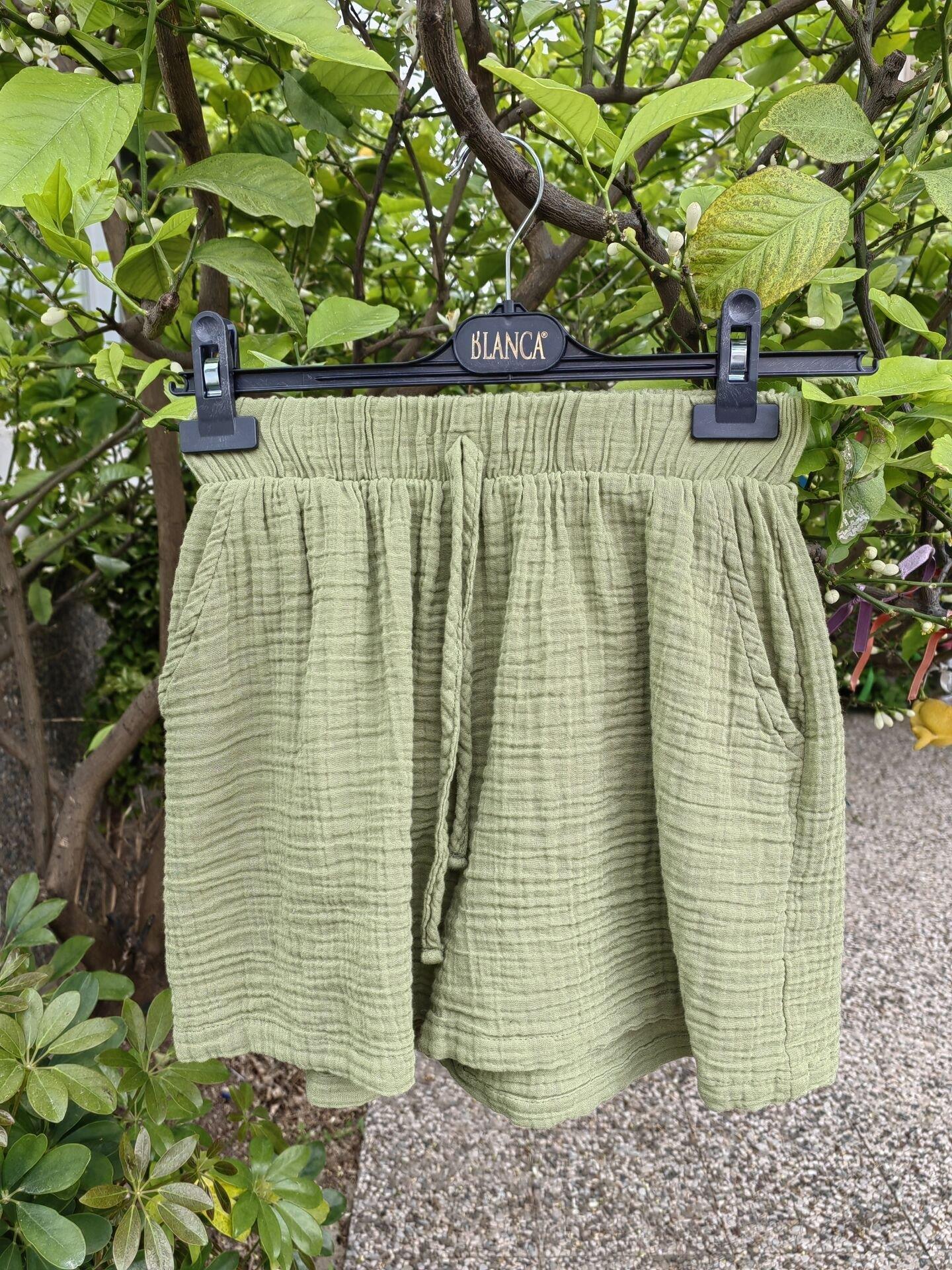 Basic Müslin Şort Sage Green- Yeşil