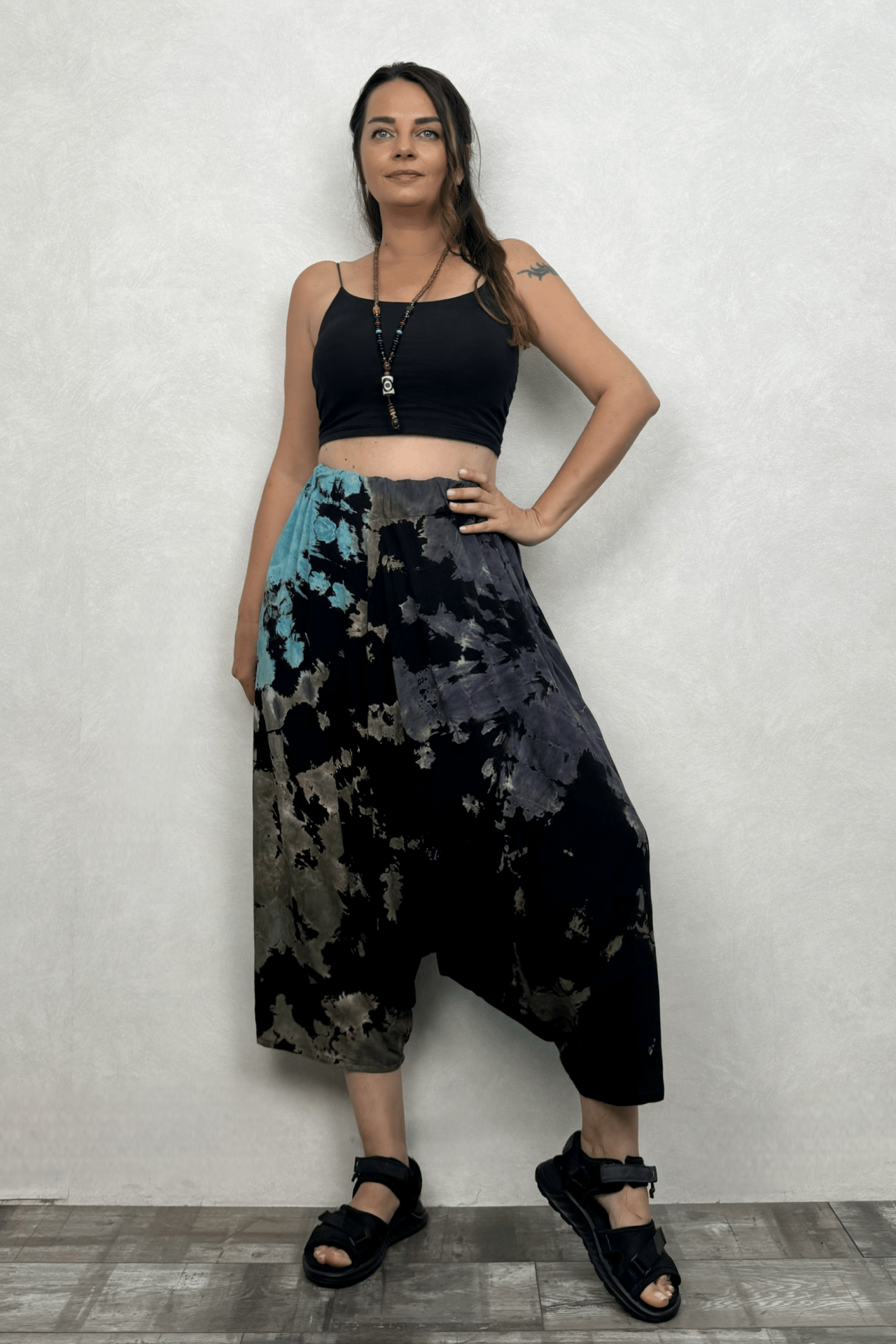 Batik Salaş Şalvar - Siyah Turkuaz