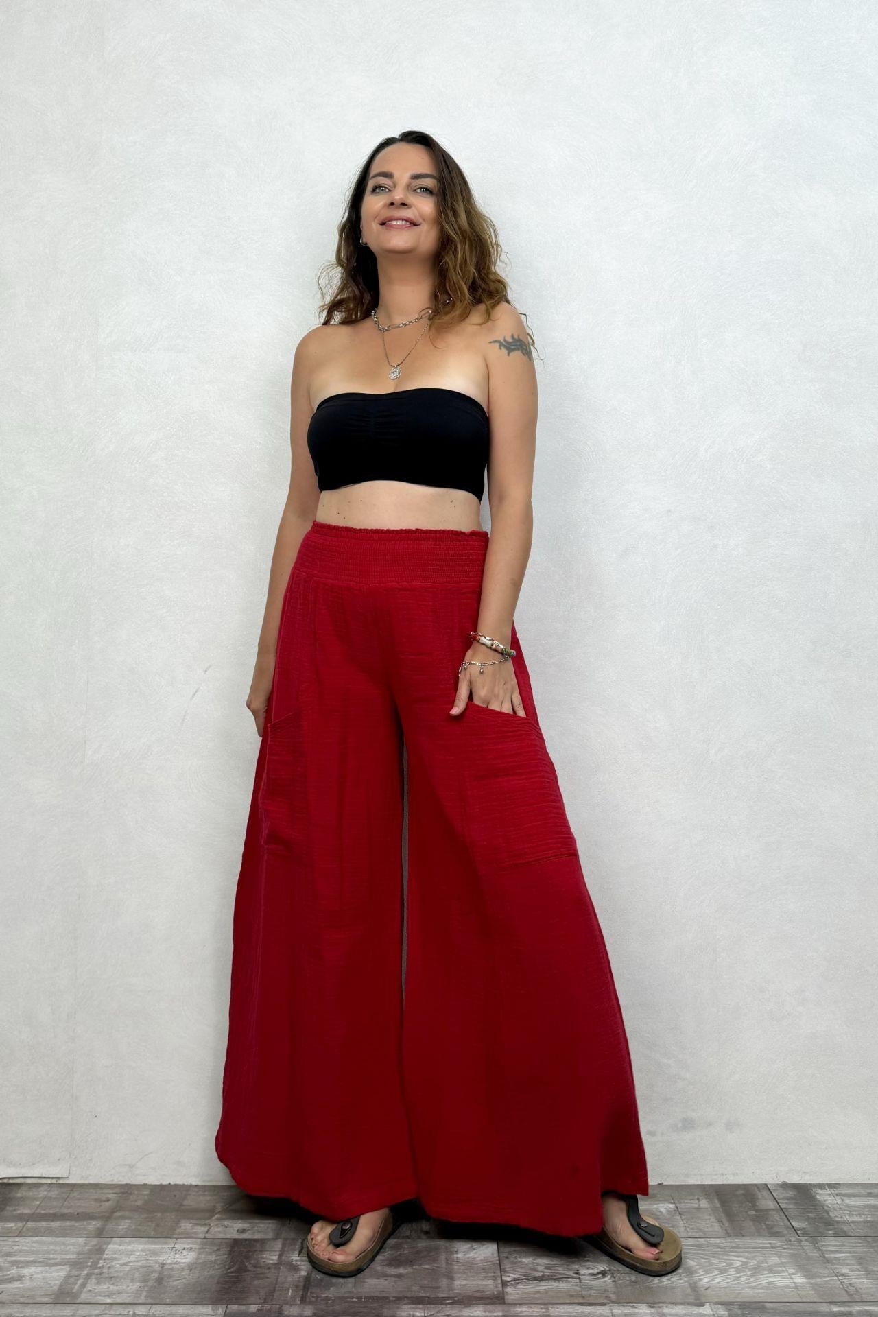Bendis Müslin Pantolon Barbados Cherry -Vişne