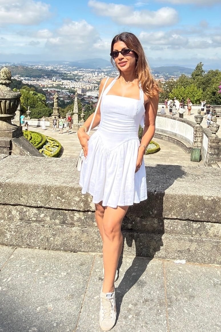 . - Blanca Armony Keten Elbise -  Beyaz