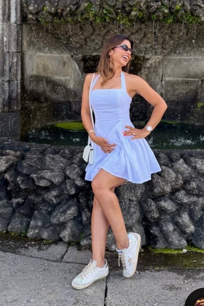 . - Blanca Armony Keten Elbise -  Beyaz