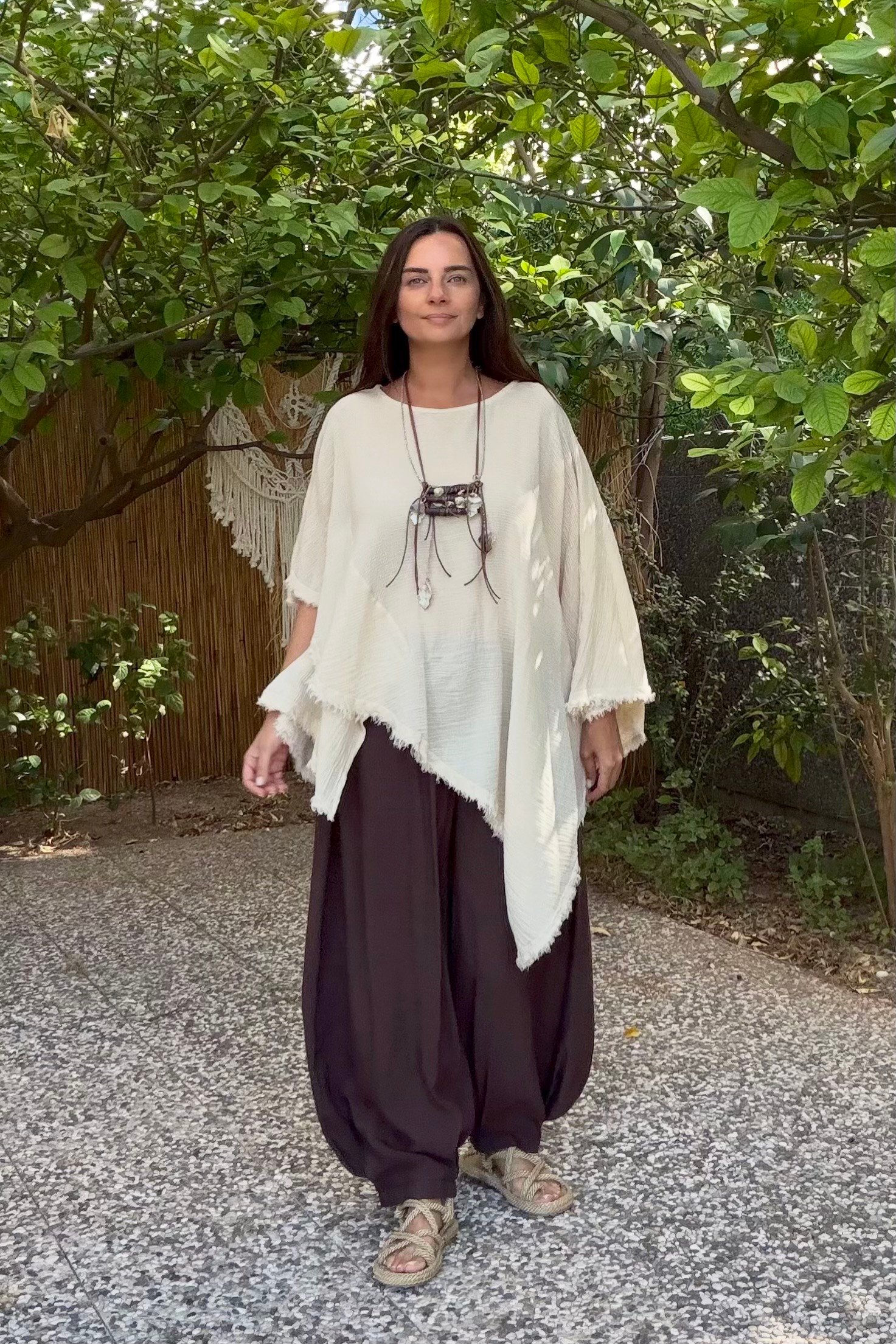 . - Blanca Çakıl Panço Bluz - Bej