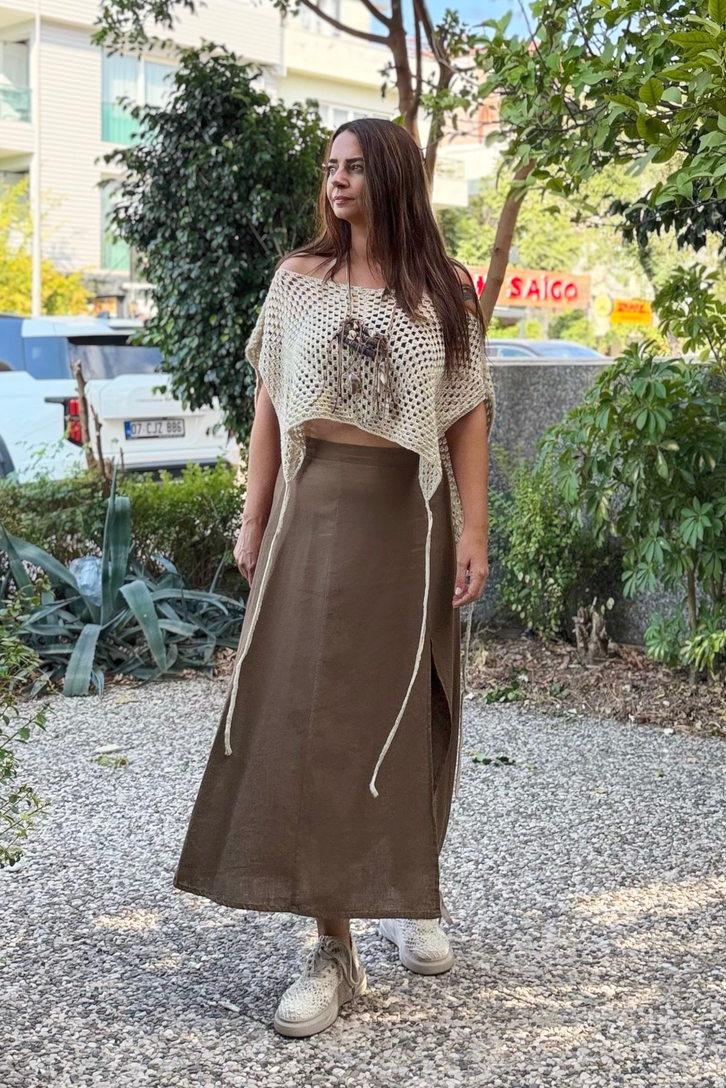 . - Blanca Gaia Carpe Keten Etek  - Neutral Brown Doğal Kahve