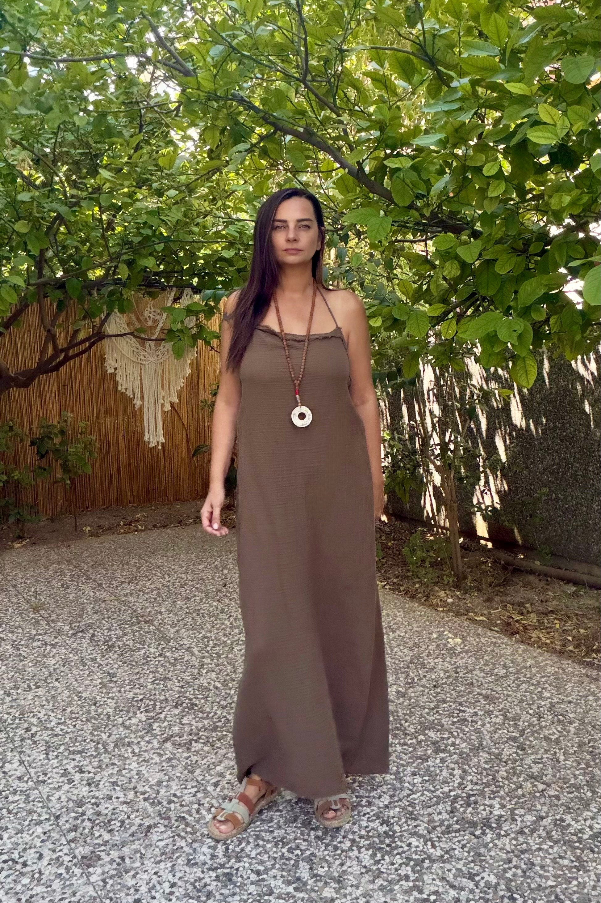 . - Blanca Gaia Milos Elbise - Neutral Brown Doğal Kahve