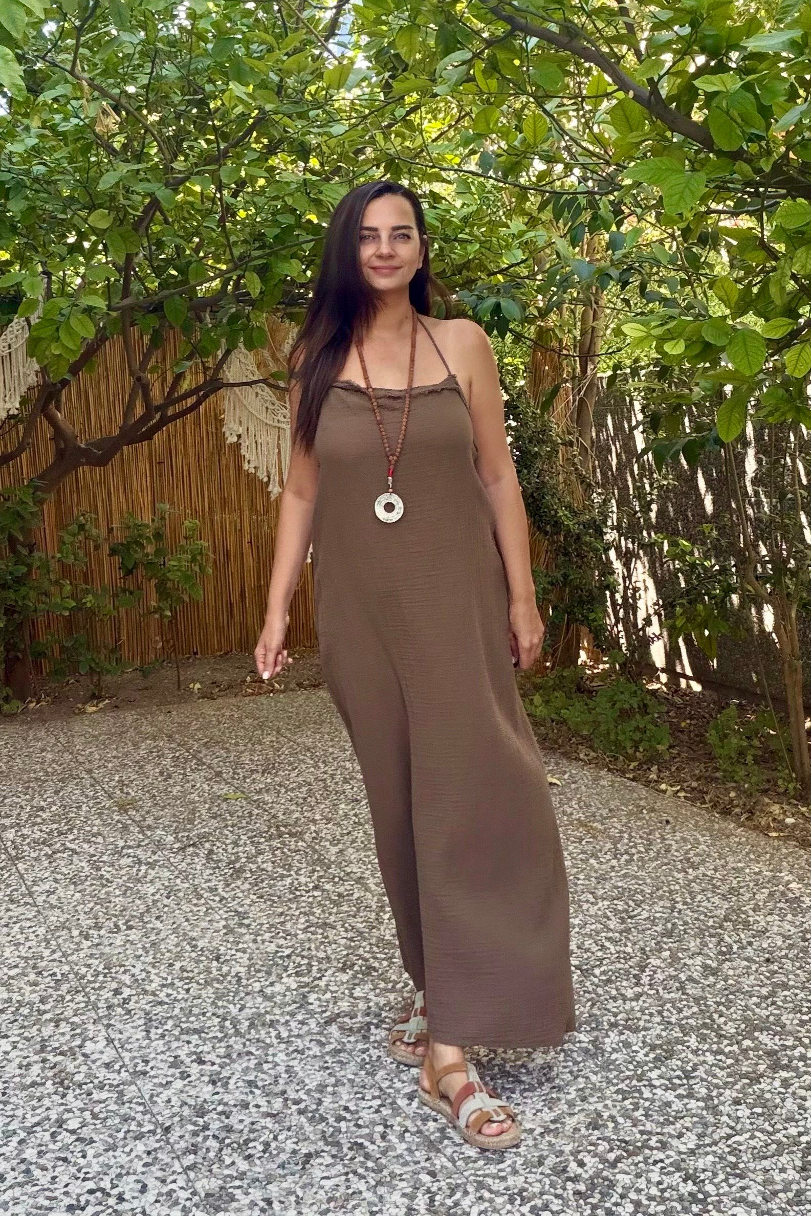 . - Blanca Gaia Milos Elbise - Neutral Brown Doğal Kahve