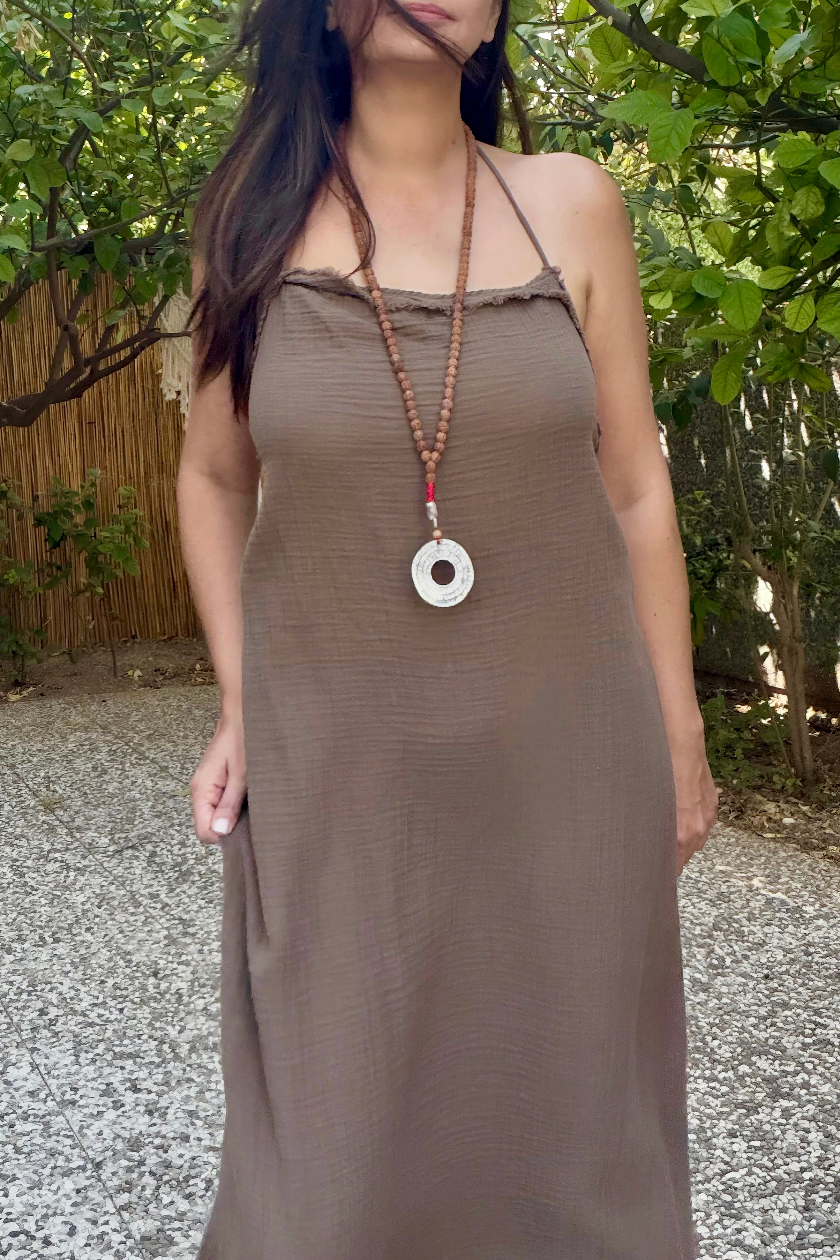 . - Blanca Gaia Milos Elbise - Neutral Brown Doğal Kahve