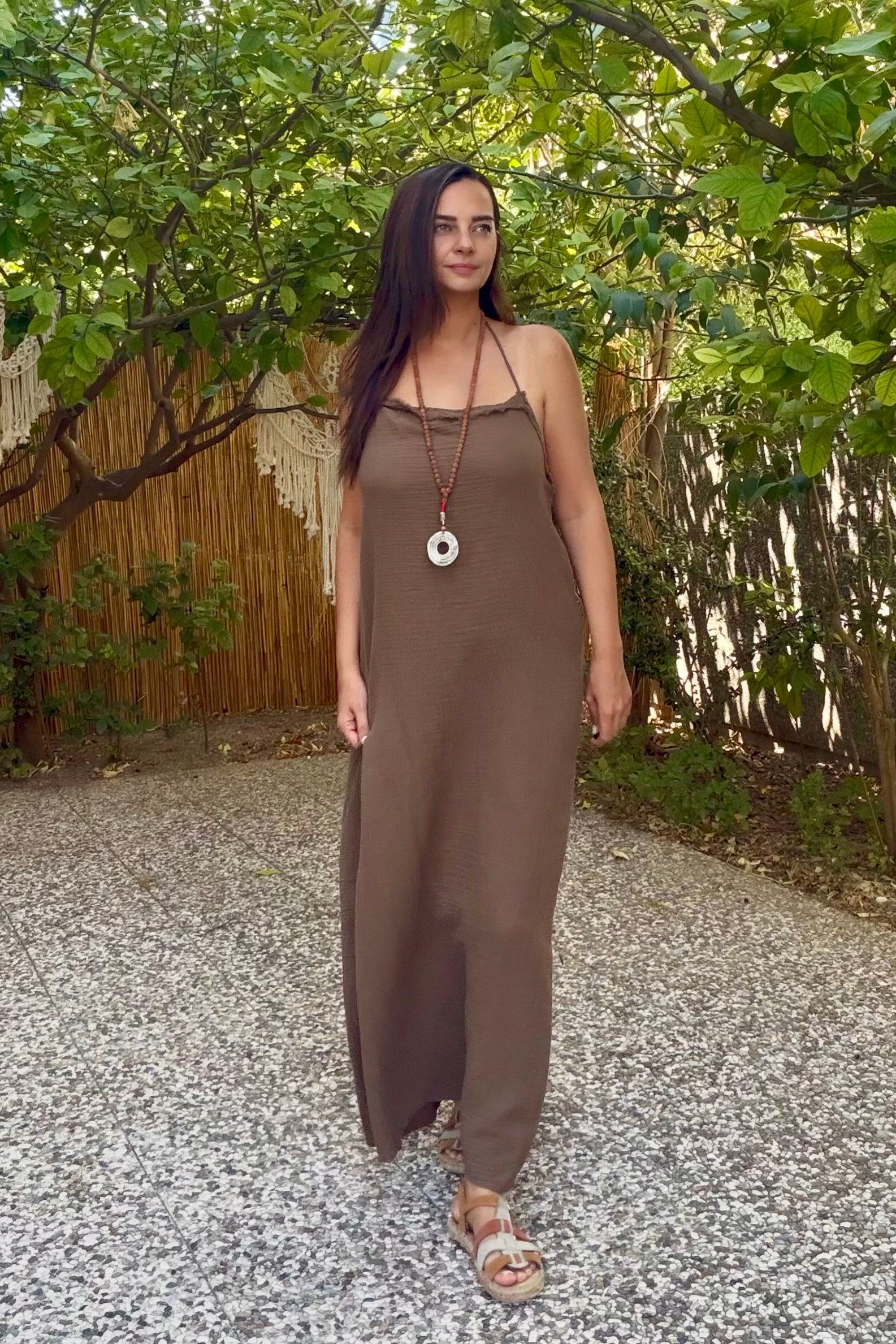 . - Blanca Gaia Milos Elbise - Neutral Brown Doğal Kahve