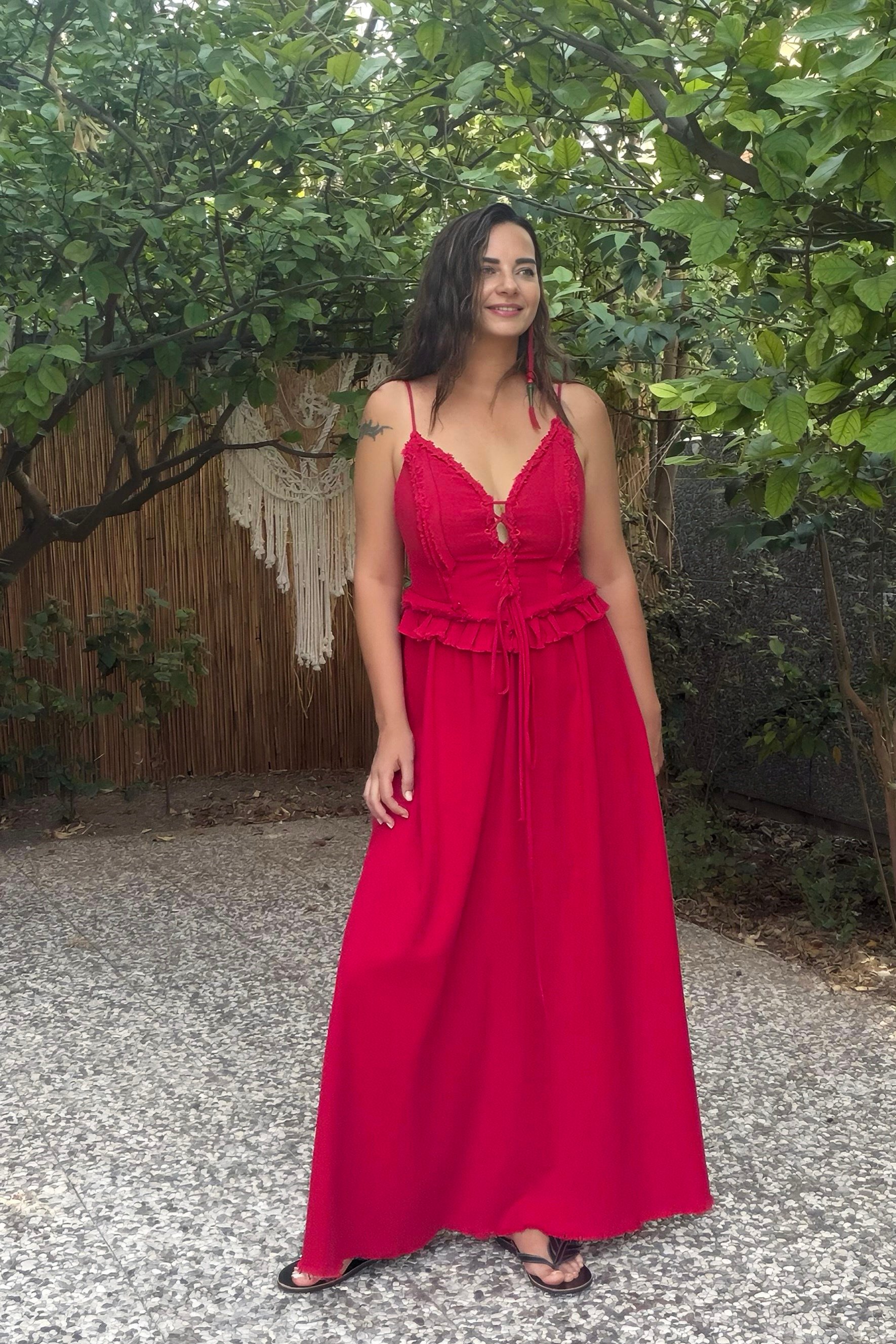 . - Blanca Gaia Simya Elbise - Barbados Cherry Vişne
