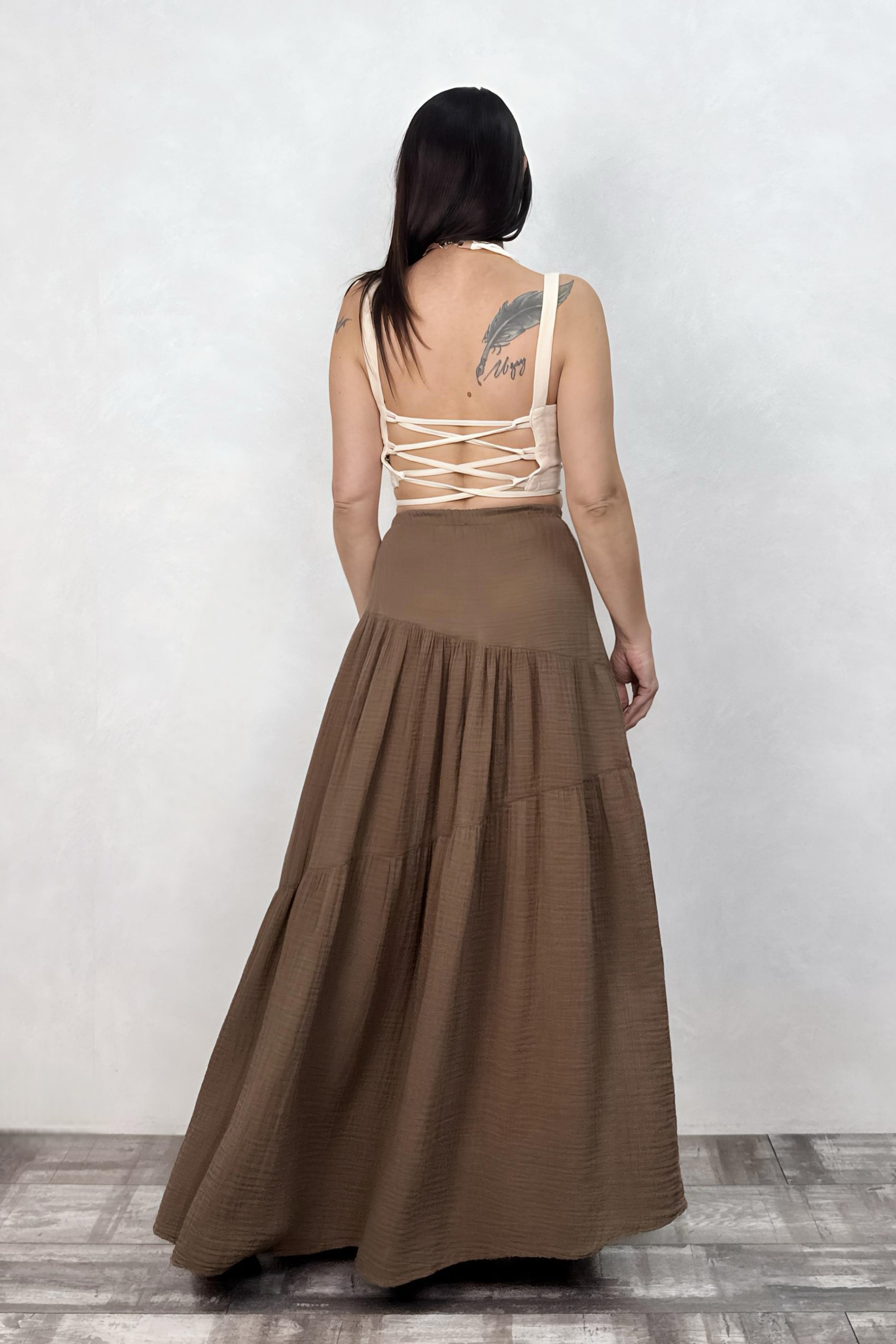 . - Blanca Jazz Dolamalı Crop Top -Bej