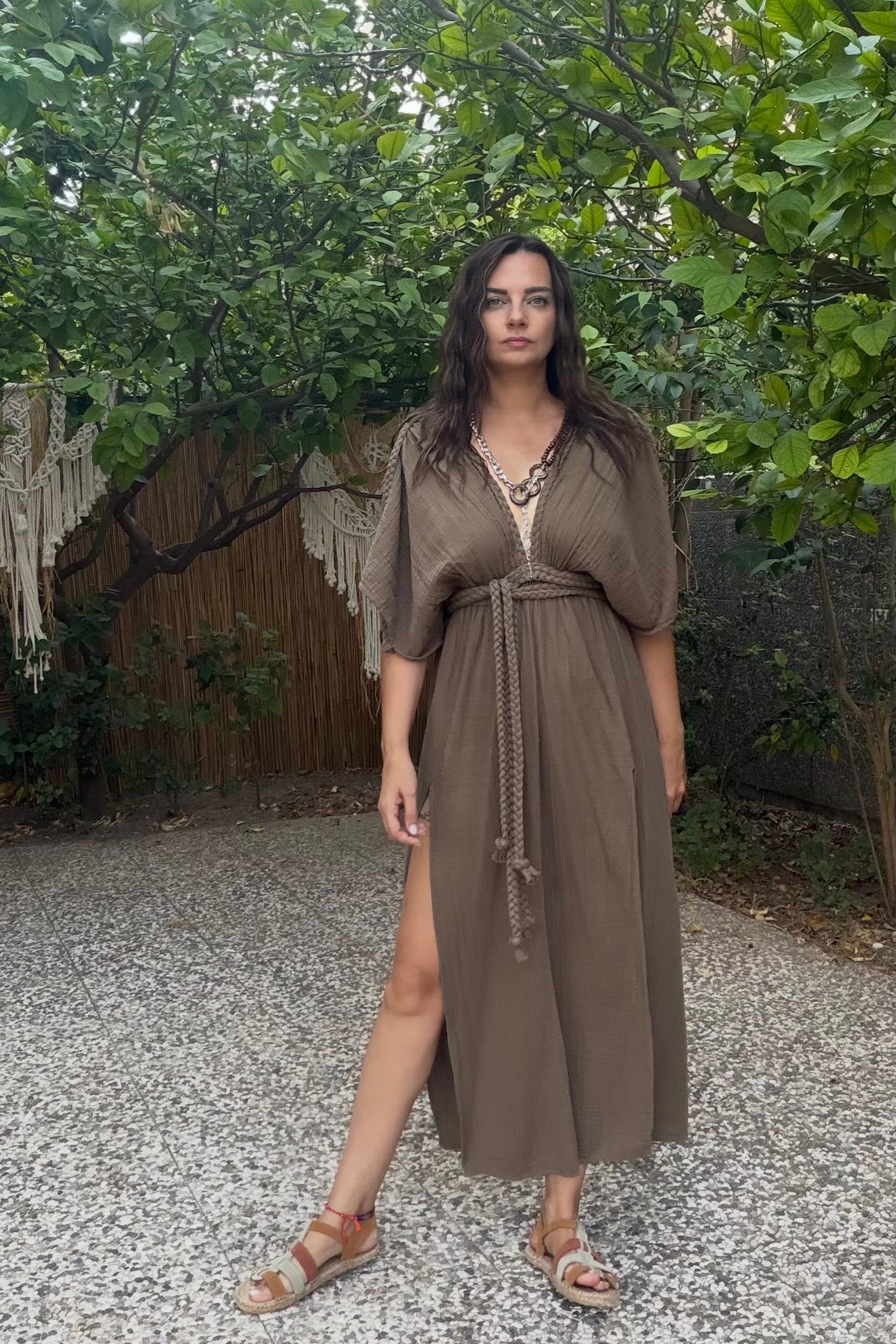 . - Blanca Selene Elbise - Neutral Brown Doğal Kahve