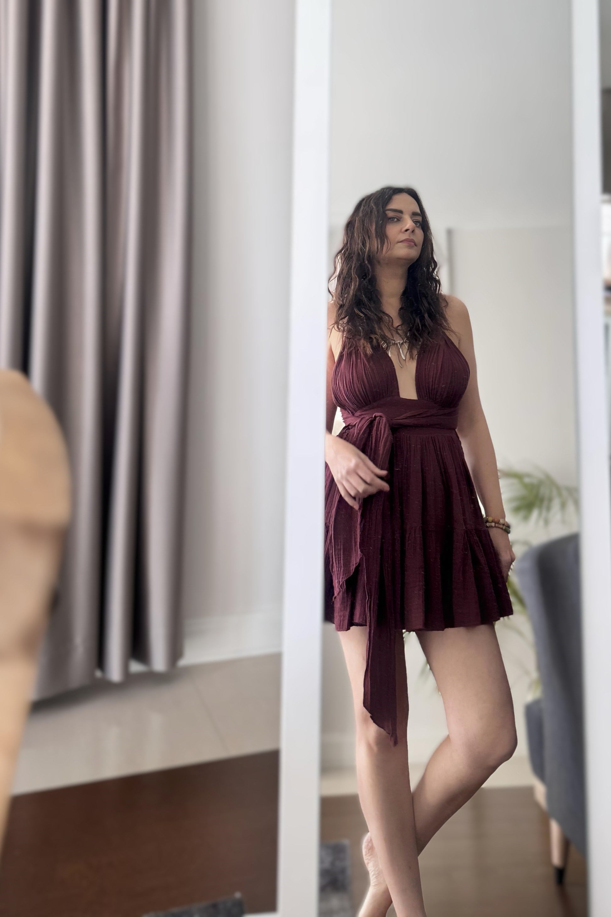 . - Blanca Shiva Mini Elbise - Ruby Wine Bordo