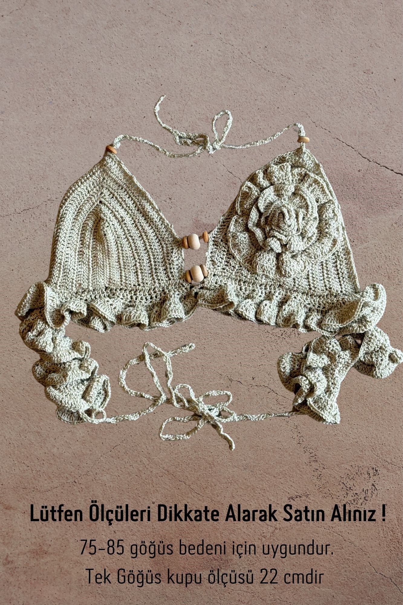 . - Çiçek ve Boncuk Tasarım Hand Made Crop - Vizon
