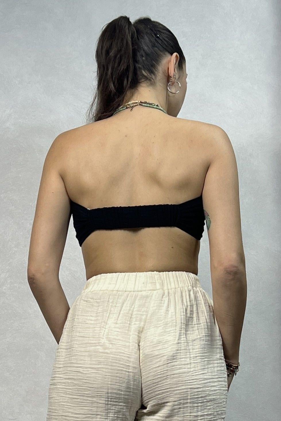 Circle Müslin Crop - Siyah