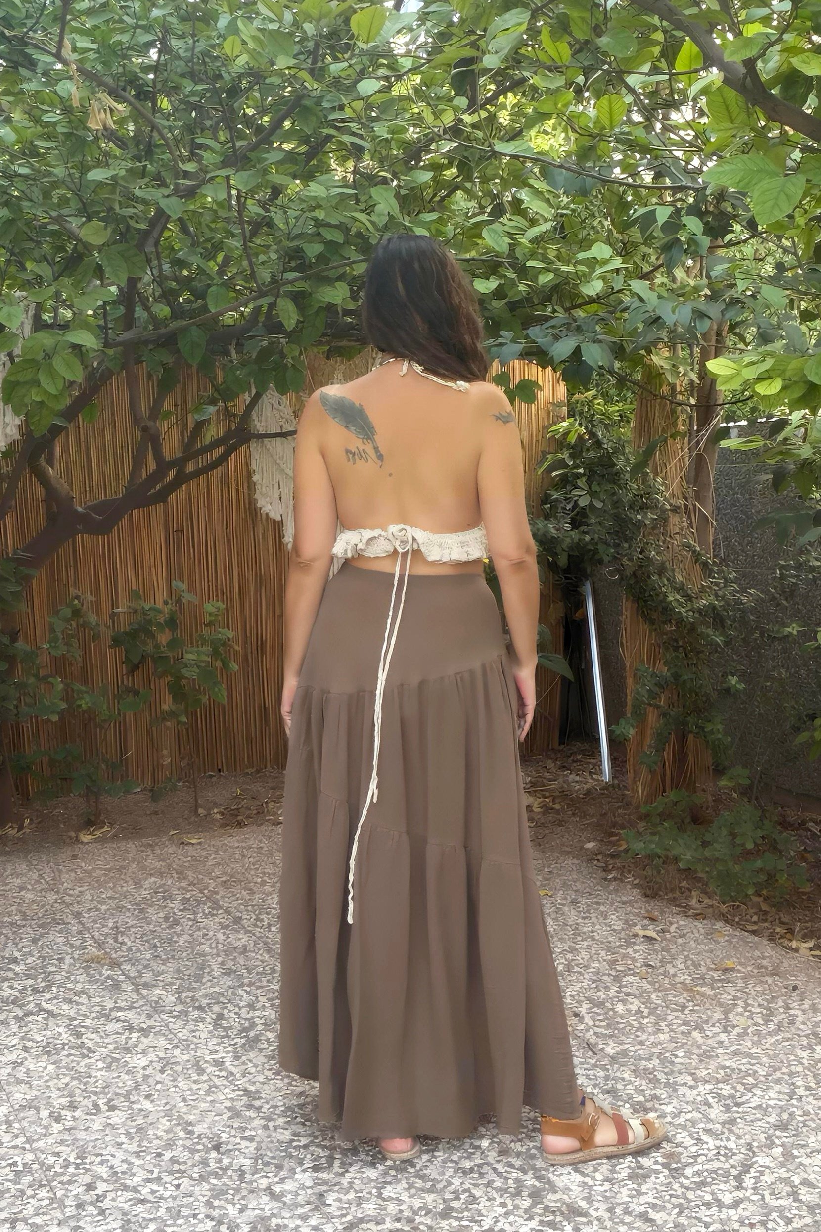 . - Dione Müslin Etek  - Neutral Brown Doğal Kahve