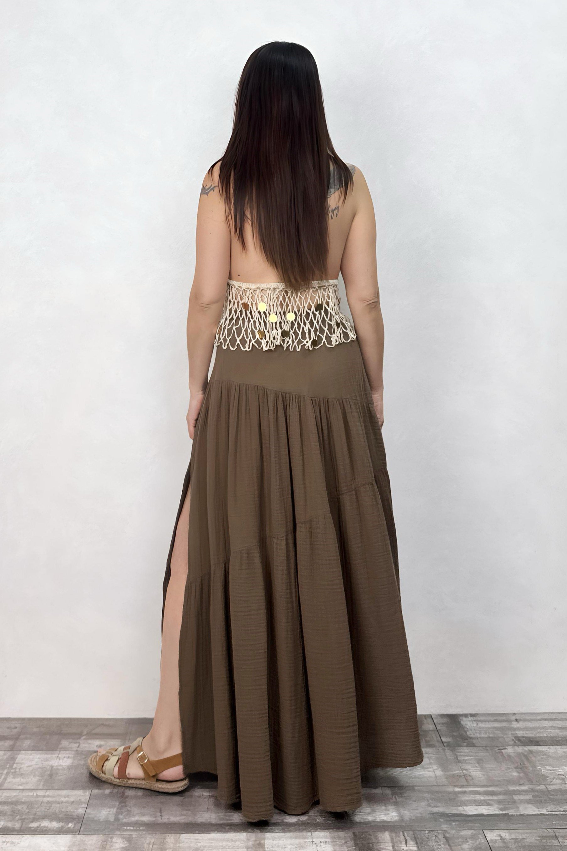 . - Dione Müslin Etek  - Neutral Brown Doğal Kahve