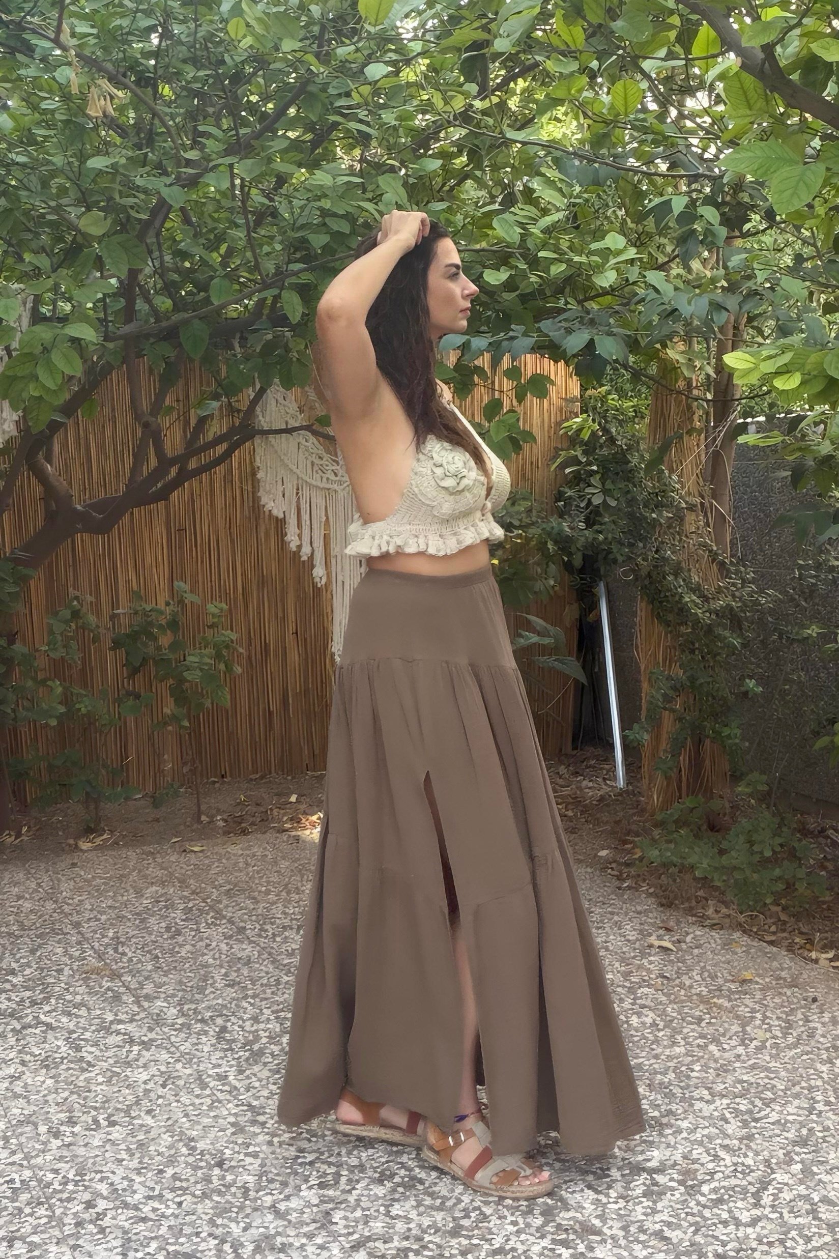 . - Dione Müslin Etek  - Neutral Brown Doğal Kahve