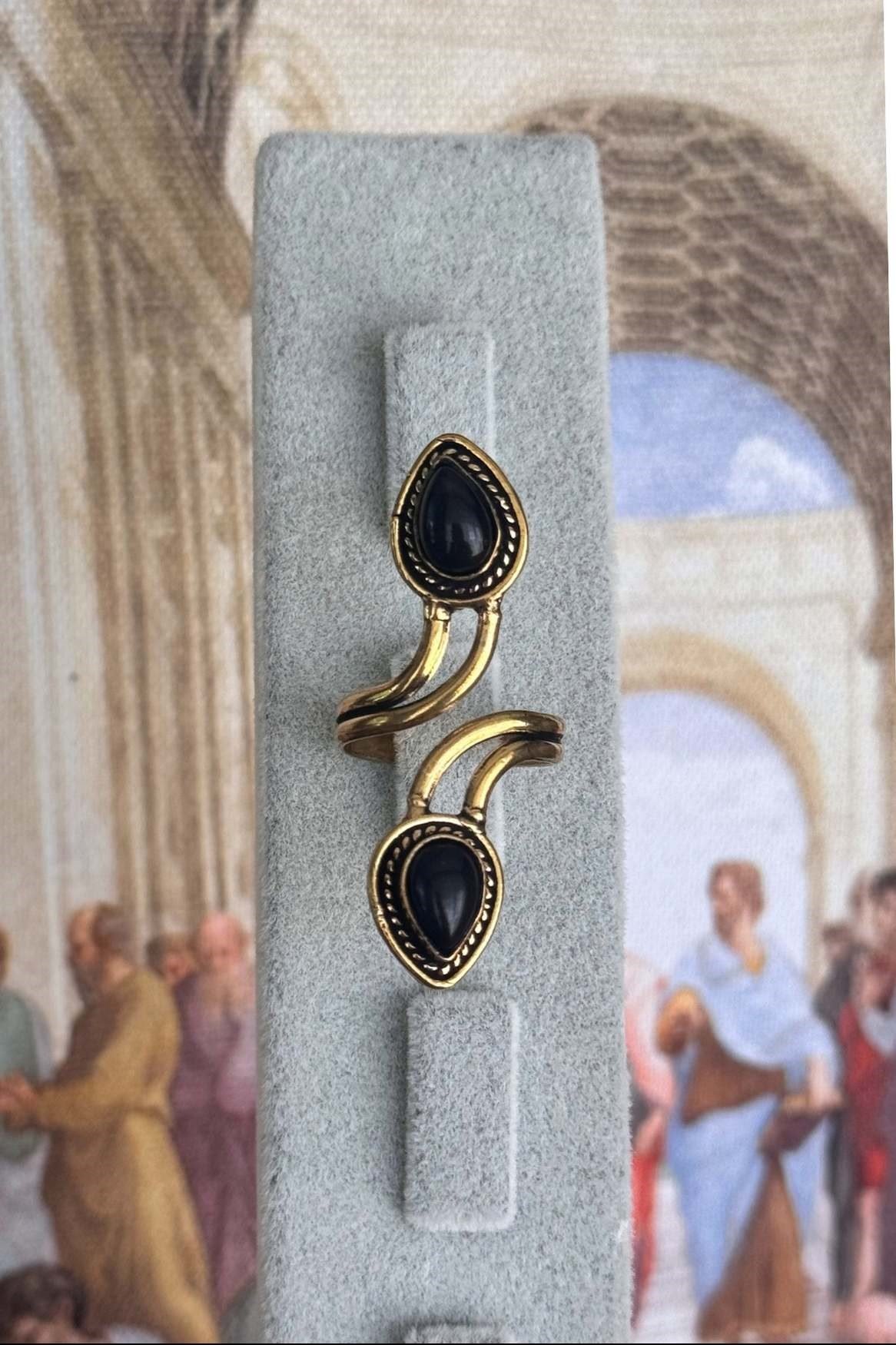 . - Doğal Taş Denge Yüzük - Siyah Onix