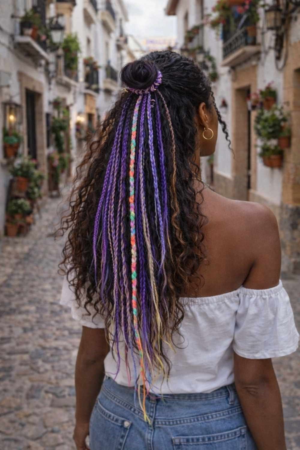 . - El Yapımı Afro Boncuklu Saç Tokası - Mor
