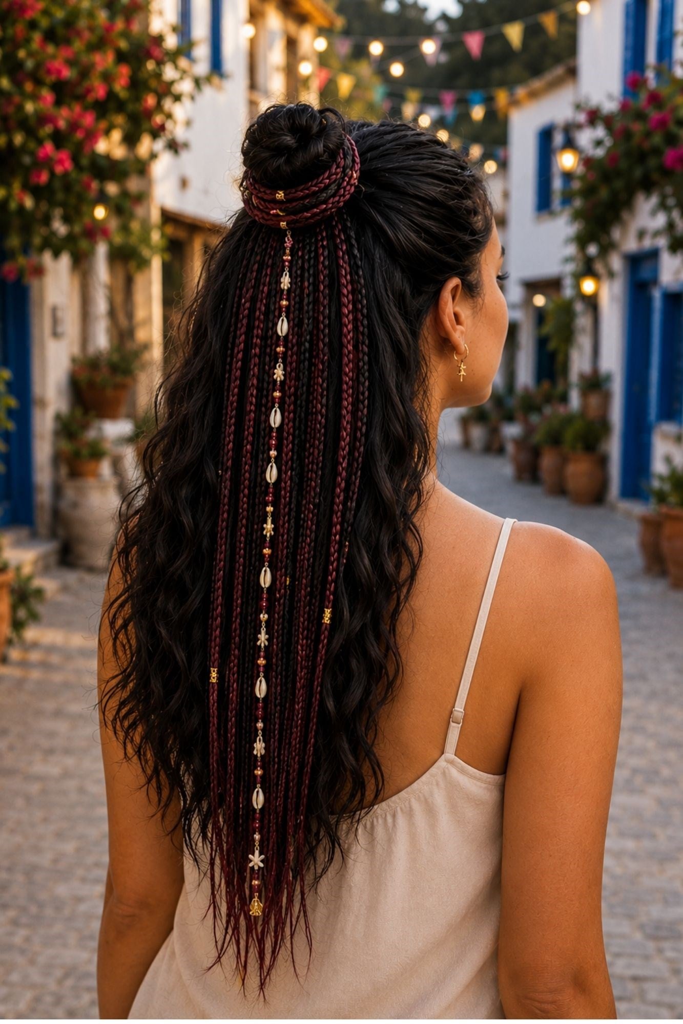 . - El Yapımı Afro boncuklu Saç Tokası - Mürdüm