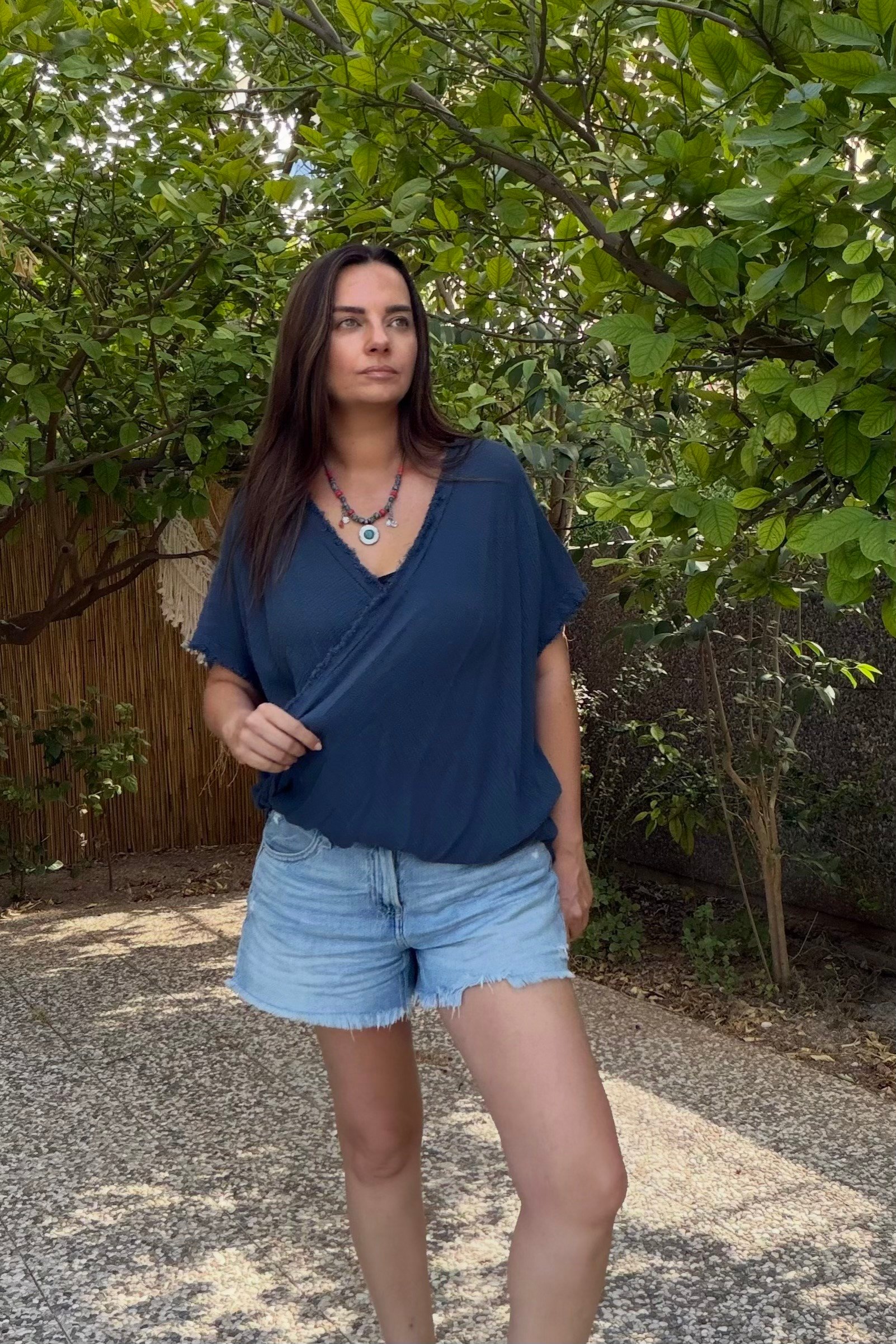 . - Elis Müslin Bluz - Midnight Navy Lacivert