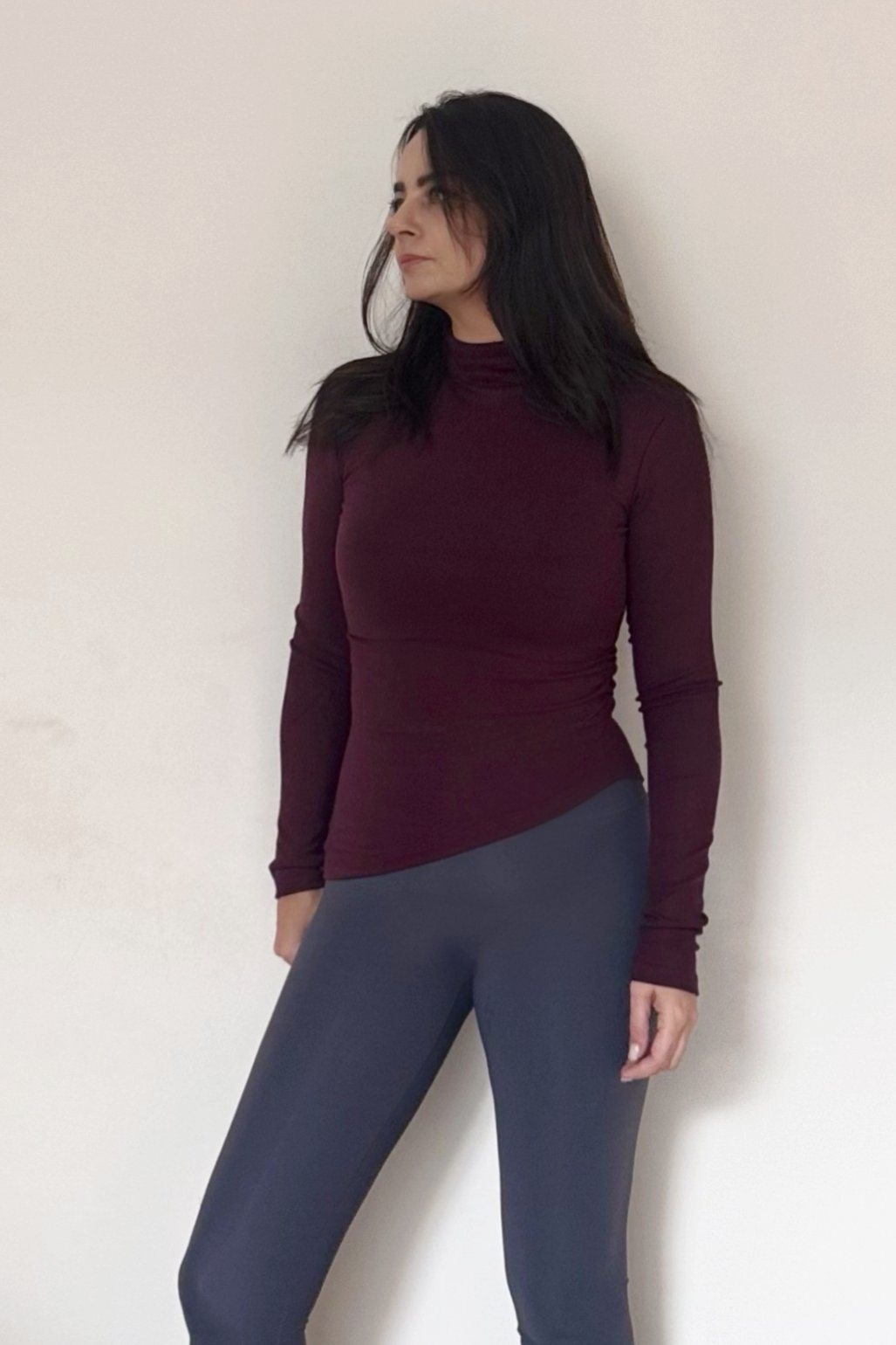 . - Fit Basic Bluz - Mürdüm