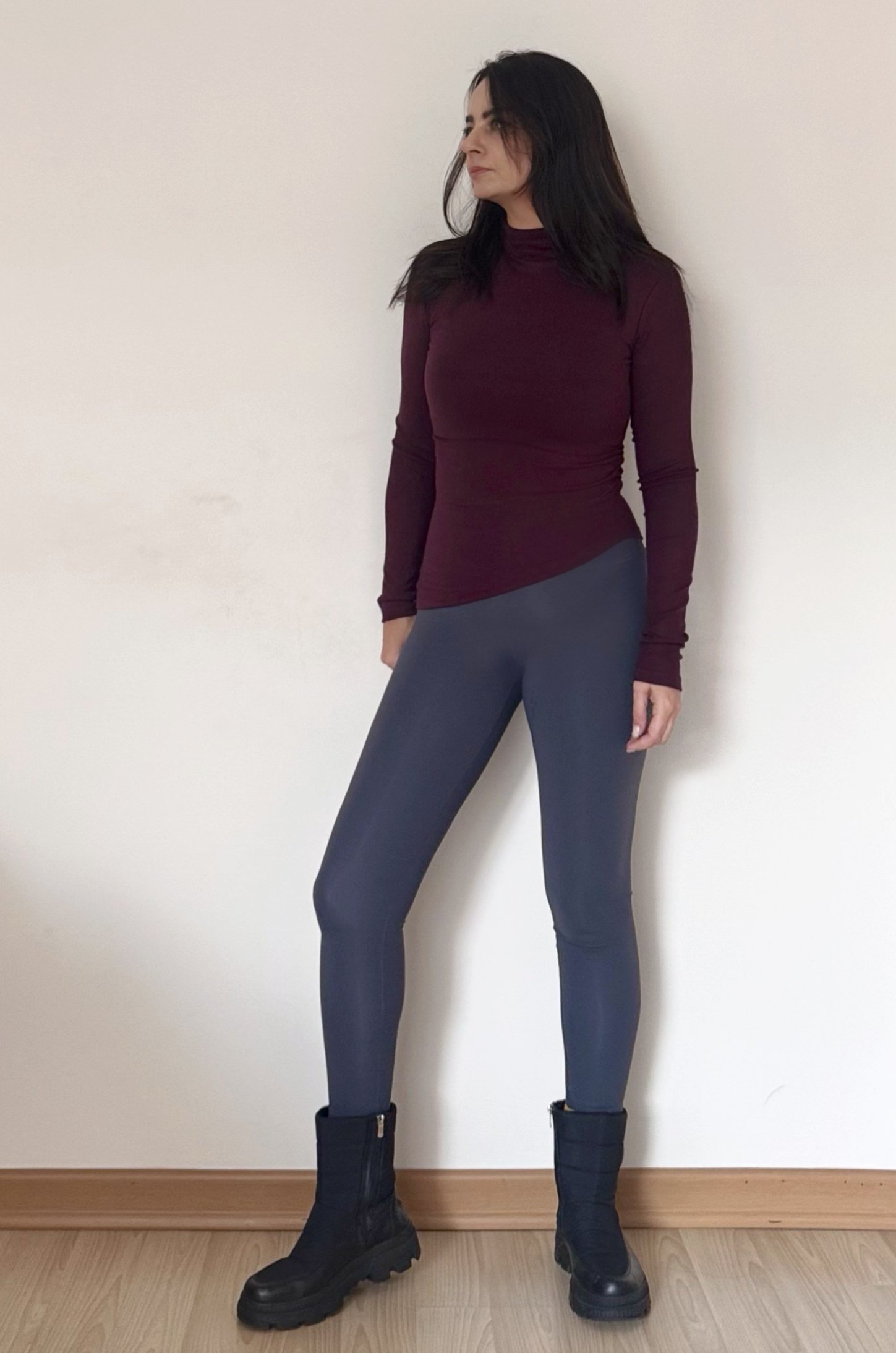 . - Fit Basic Bluz - Mürdüm