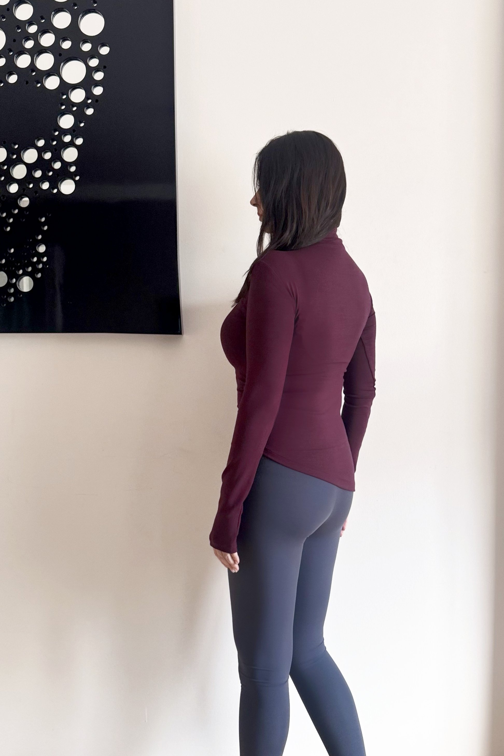 . - Fit Basic Bluz - Mürdüm