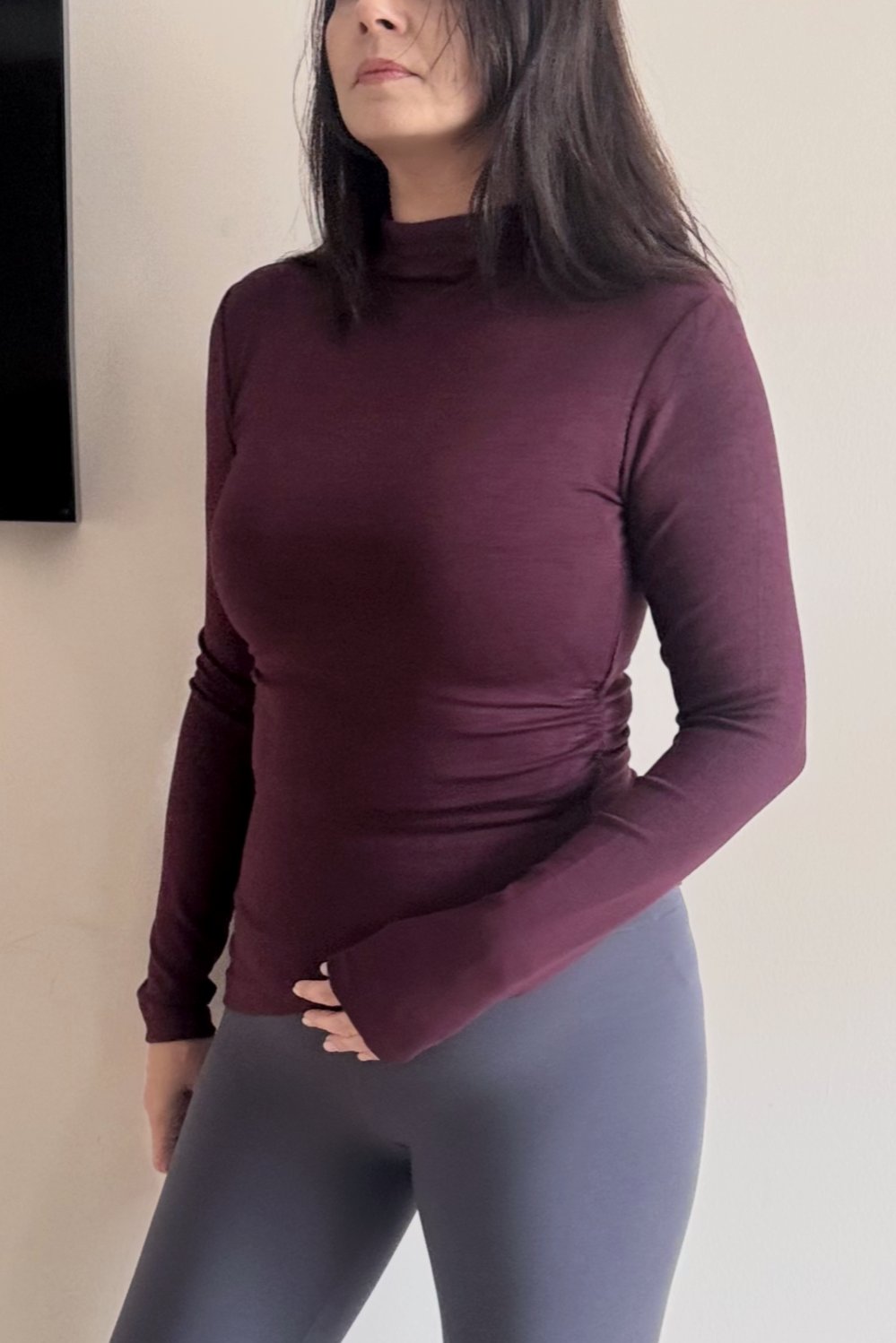 . - Fit Basic Bluz - Mürdüm