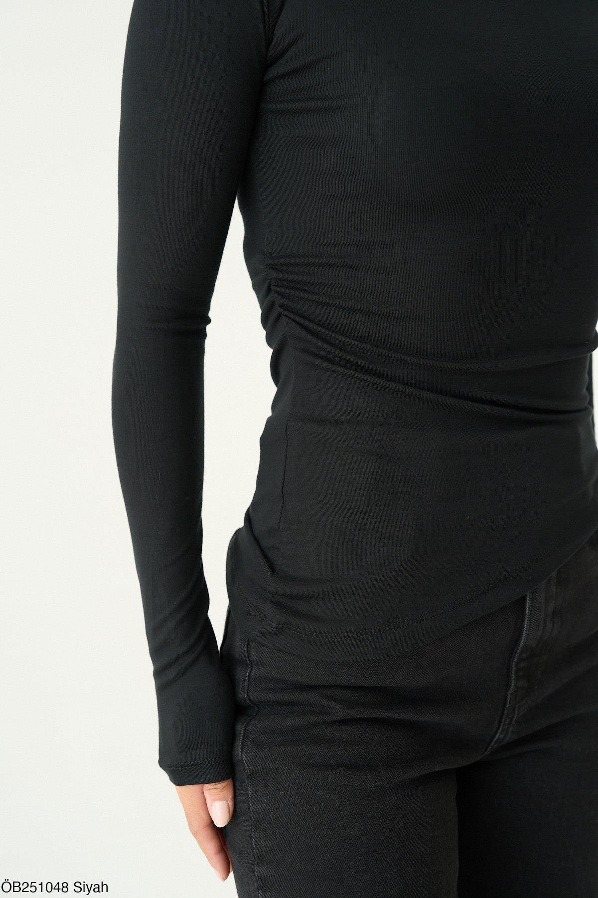 . - Fit Basic Bluz - Siyah