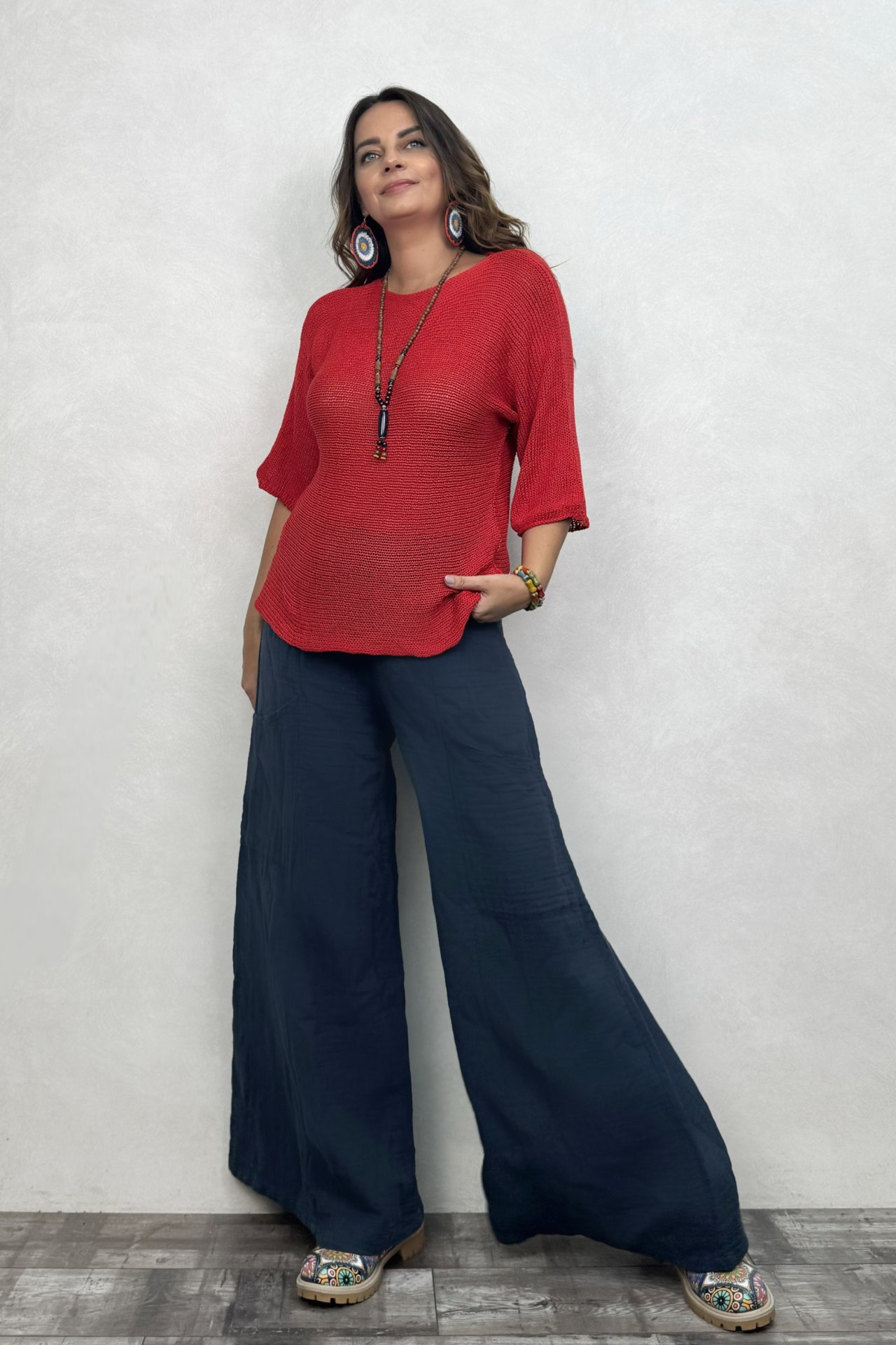 Fit Merserize Bluz - Kırmızı