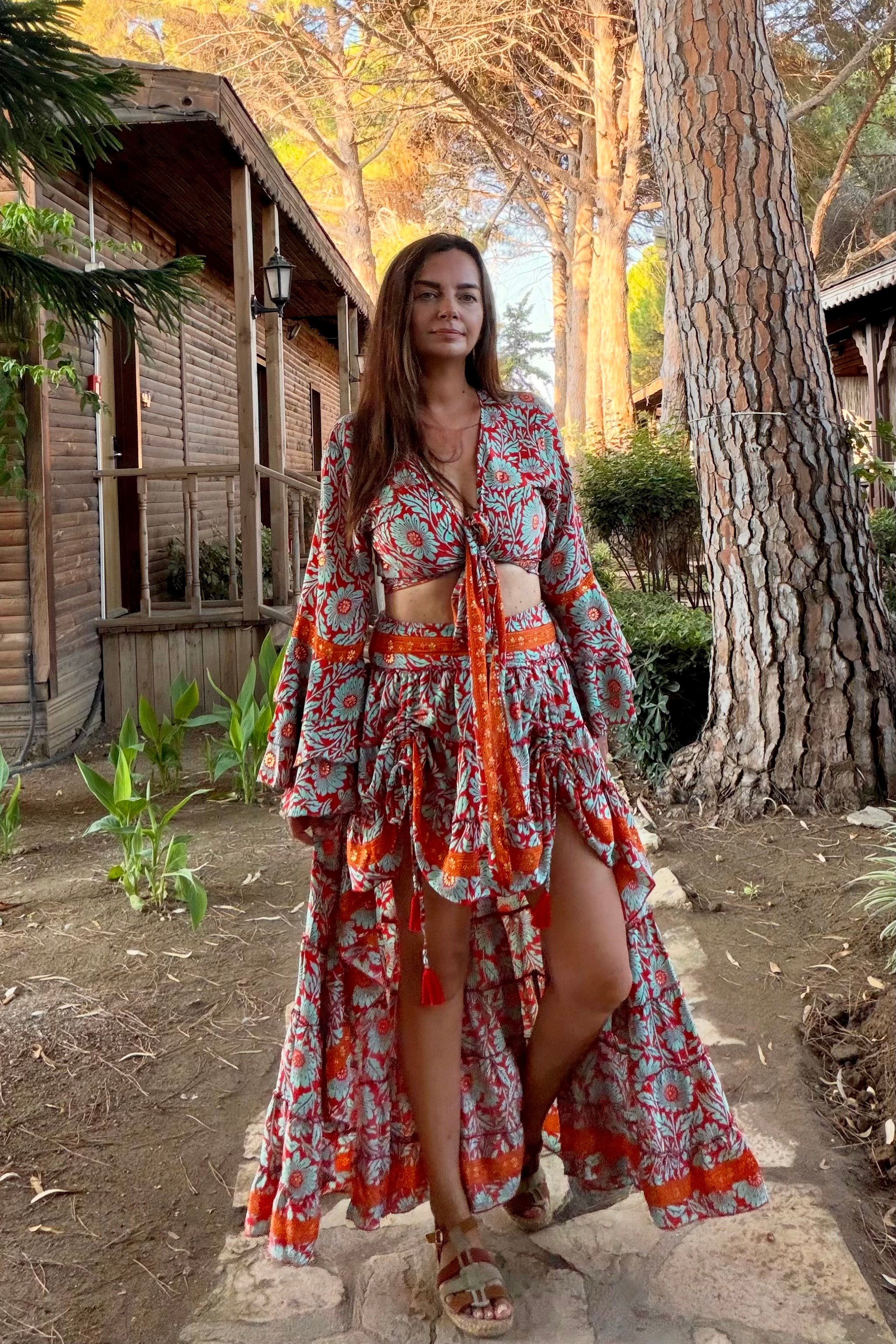 . - Juliet Premium İpek Takım - Portakal Çiçeği
