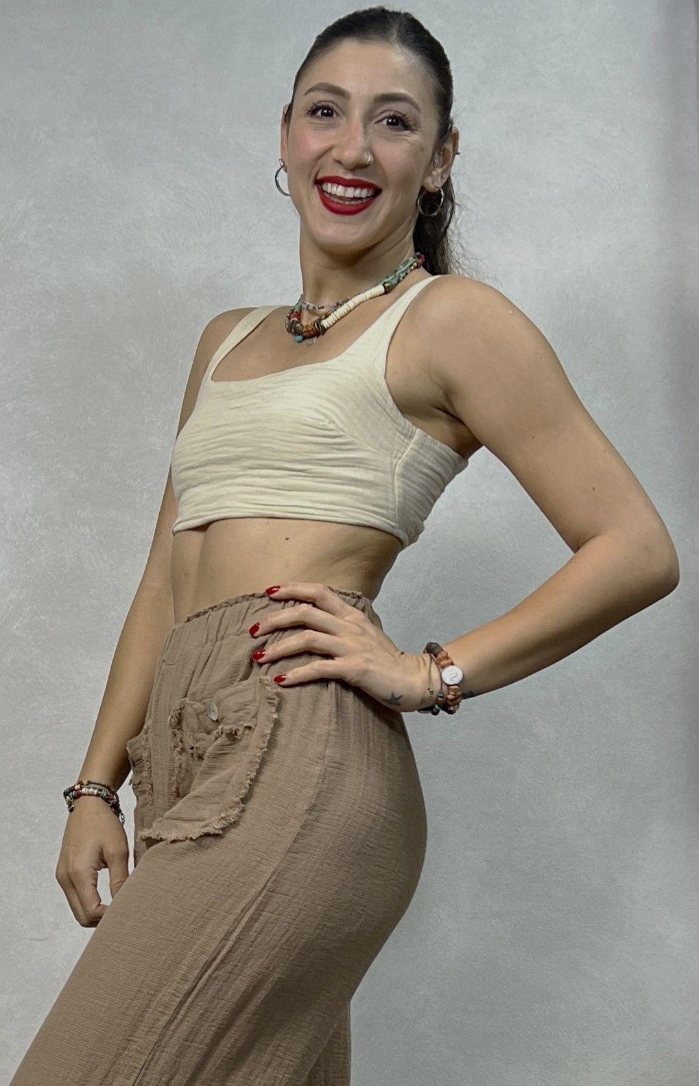 Juno Müslin Crop - Bej