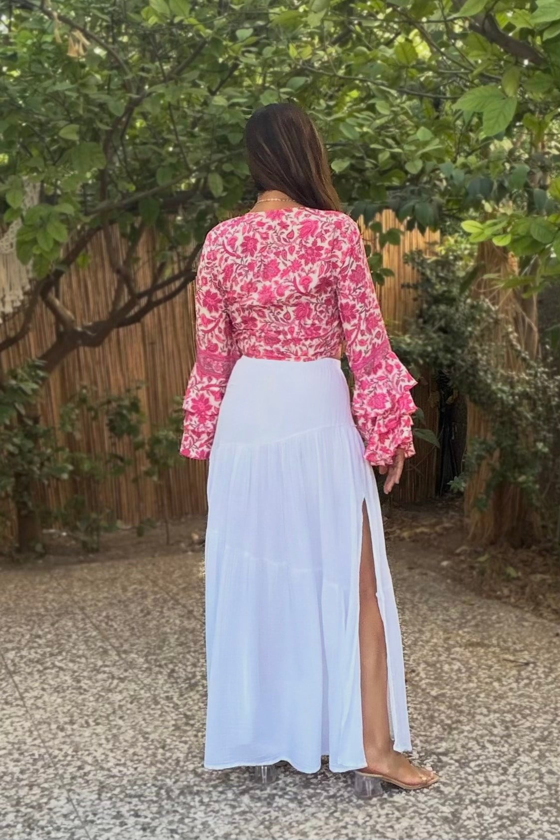 . - Kelebek Kol İpek Bolero Bluz -Pink Flor