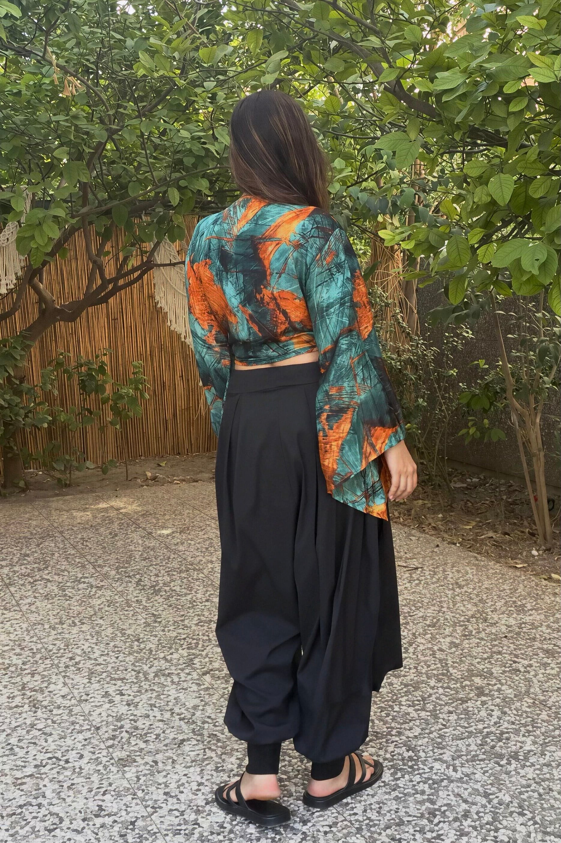 . - Kimono Kol İpek Bolero Bluz -Zümrüt