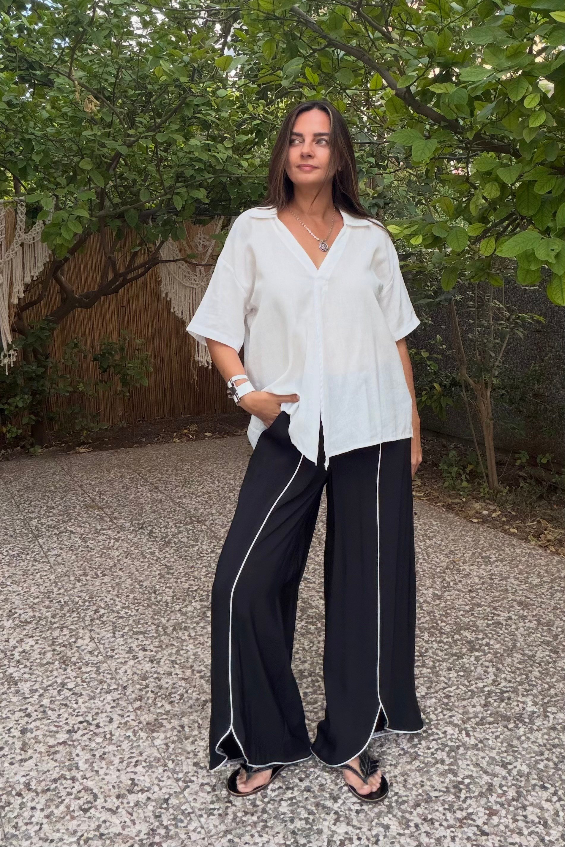 . - Lamante Biyeli Twist Pantolon - Siyah