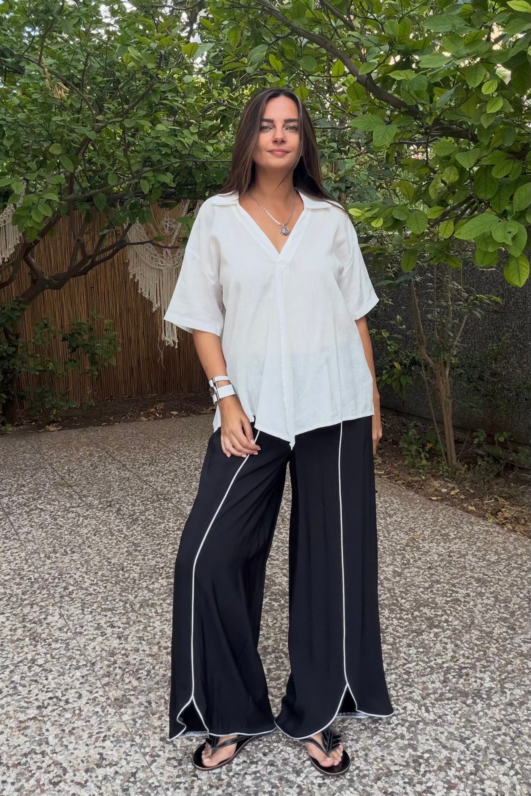 . - Lamante Biyeli Twist Pantolon - Siyah