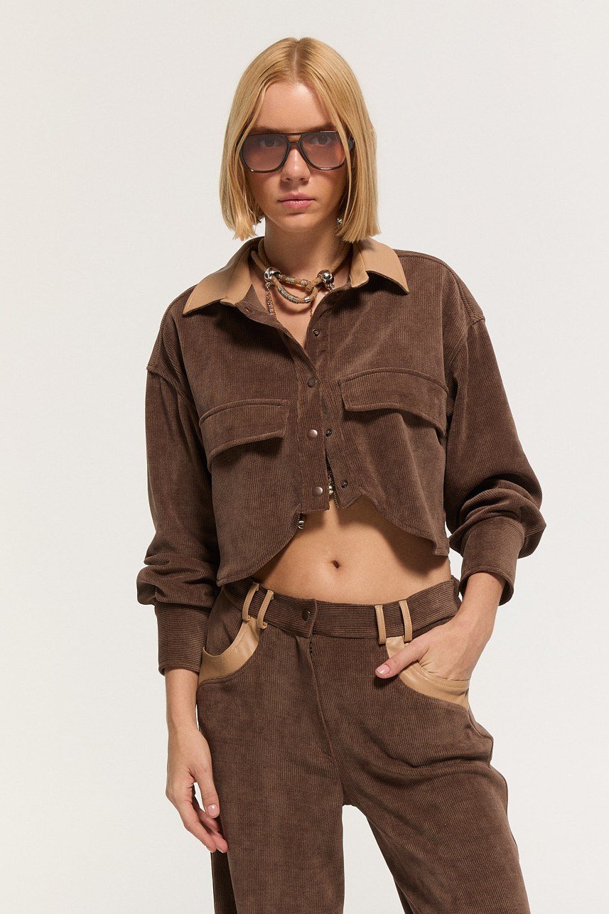 . - Lamante Desert Kadife Ceket- Kahve