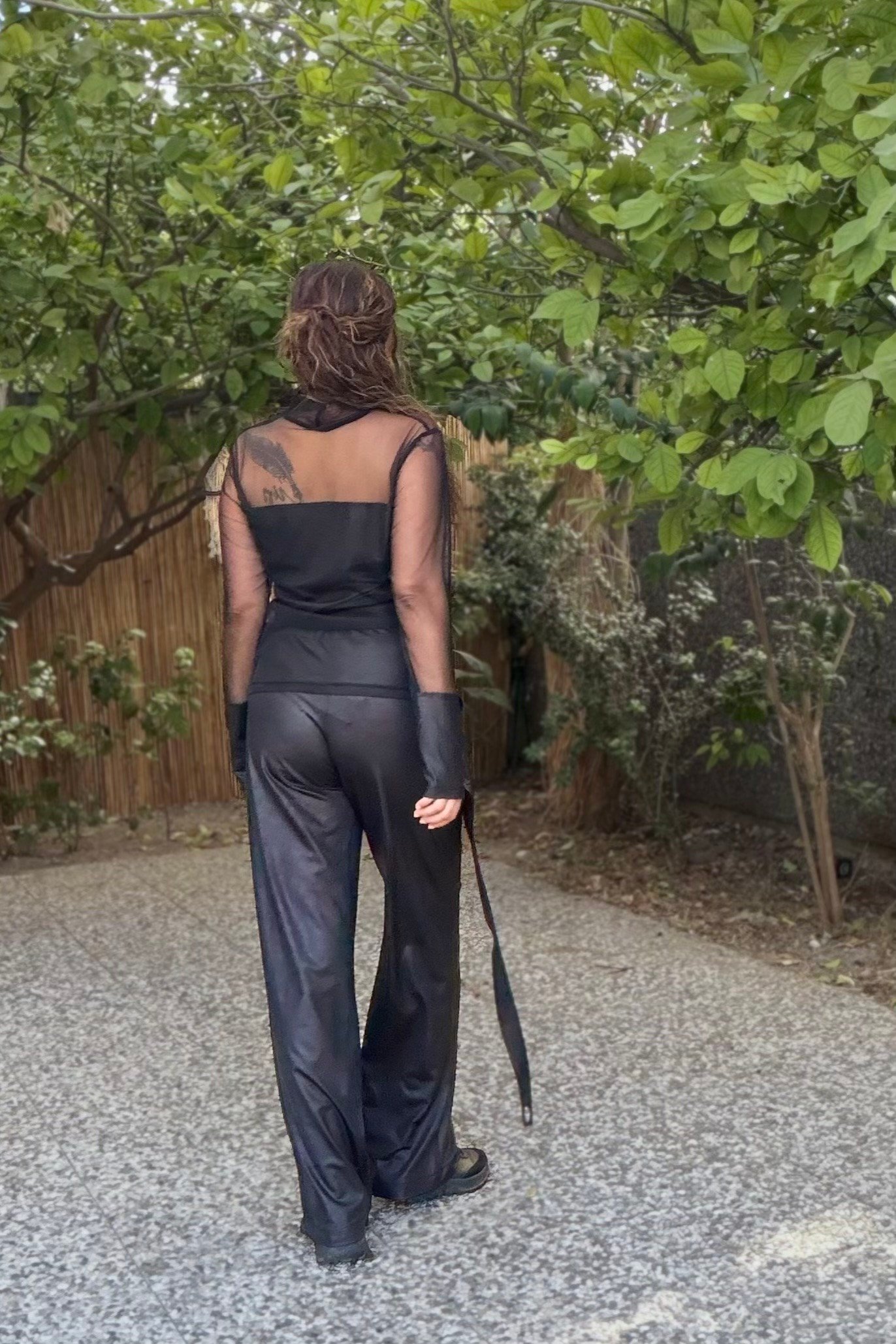 . - Lamante Mesh Tül Bluz - Siyah