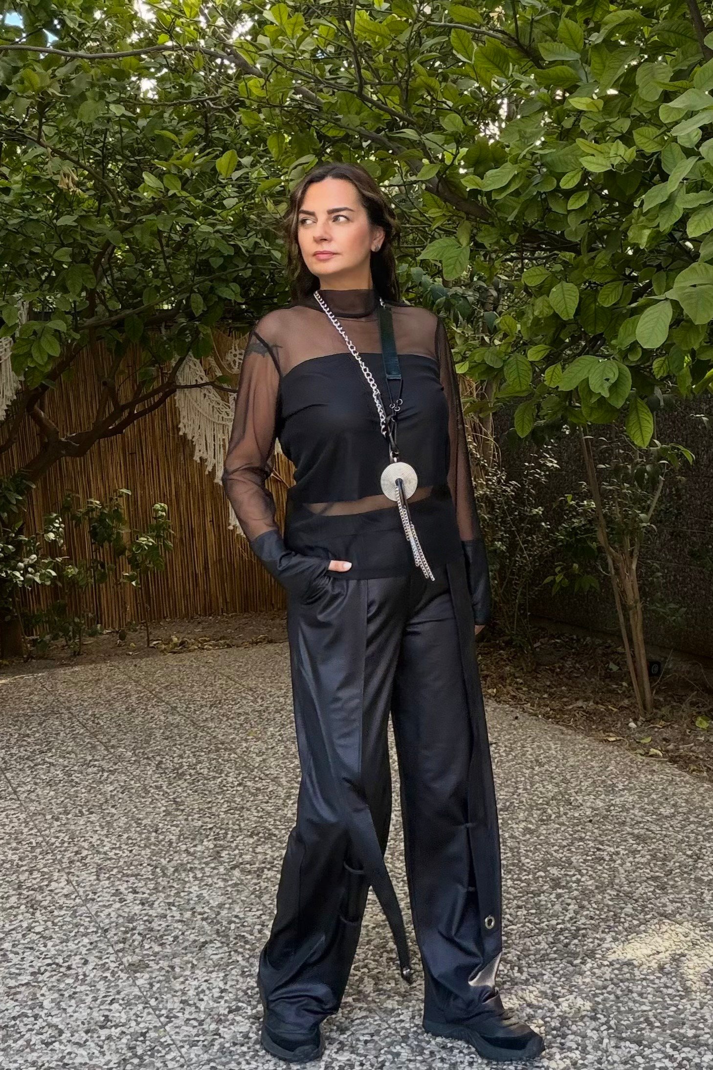 . - Lamante Mesh Tül Bluz - Siyah