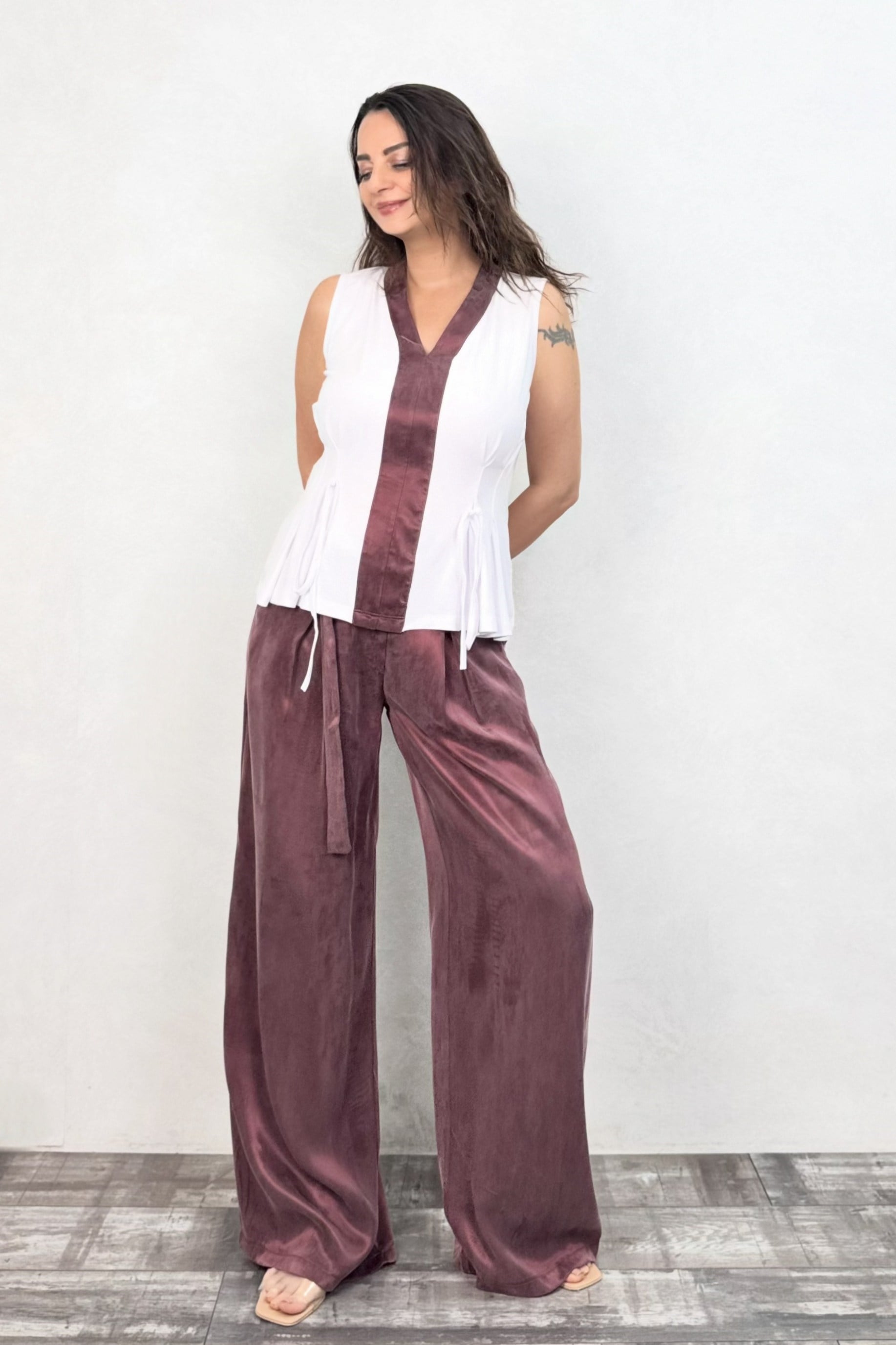 . - Lamante Purple Bluz - Beyaz Leylak